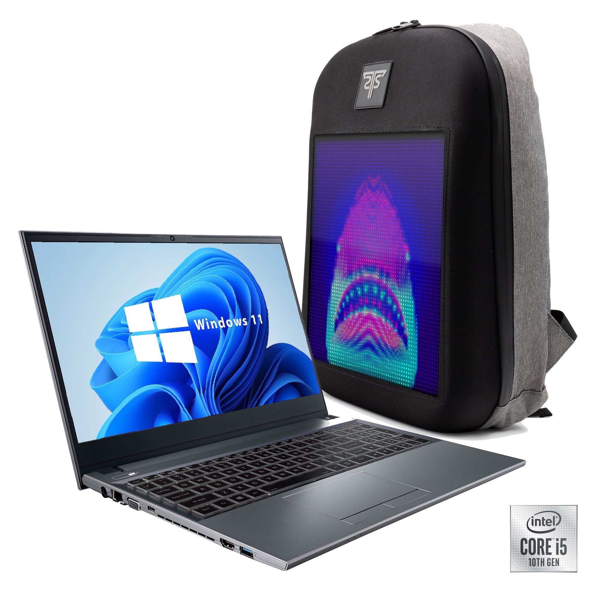 Hyrican NOT01699 Notebook (39,62 cm/15,6 Zoll, Intel Core i5 Intel Core i5-10210U, UHD Graphics, 1000 GB SSD, inkl. LED Laptop Rucksack, Polyester+ LED-panel, schwarz)