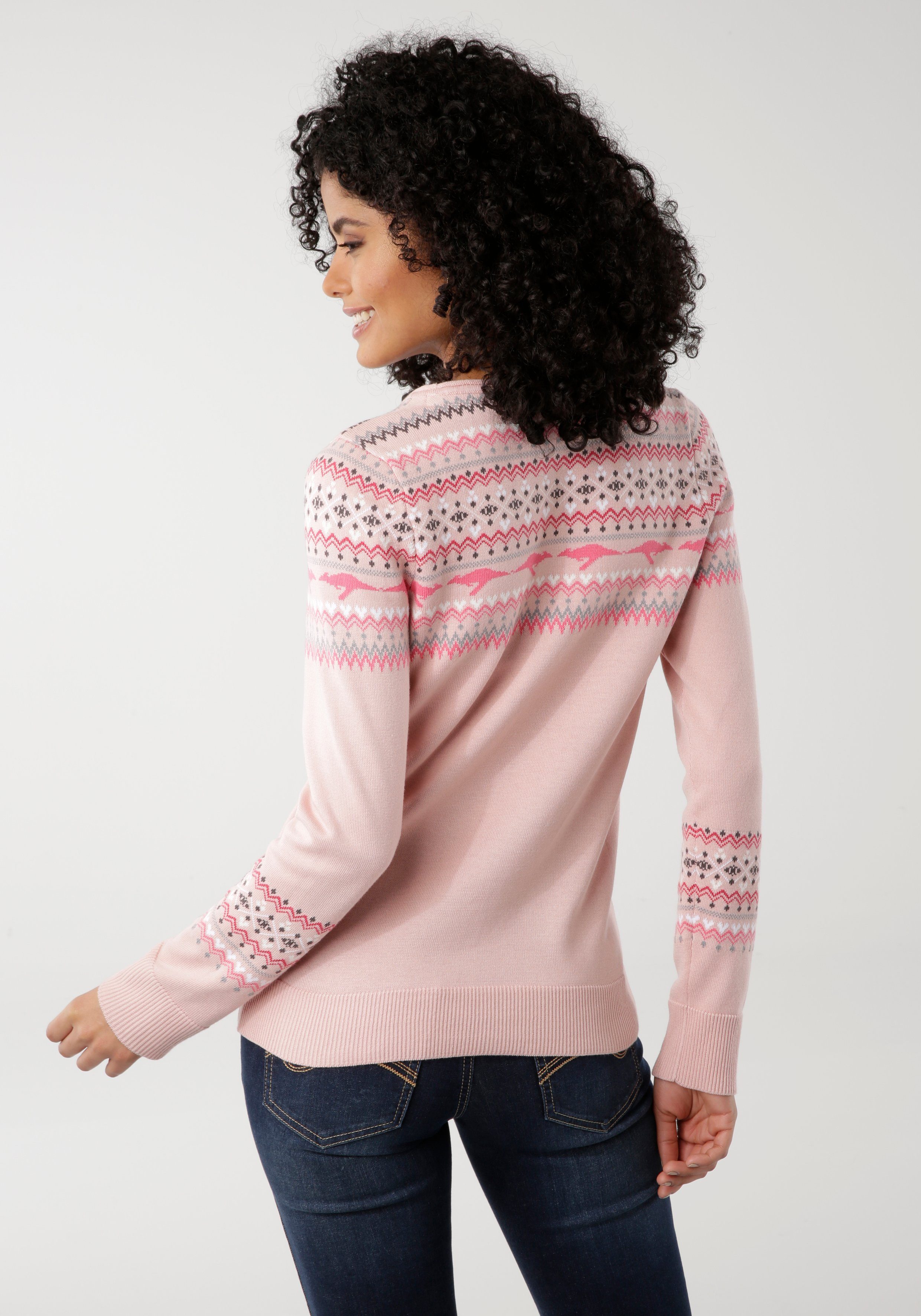 KangaROOS Norwegerpullover Design winterlichen im rosa