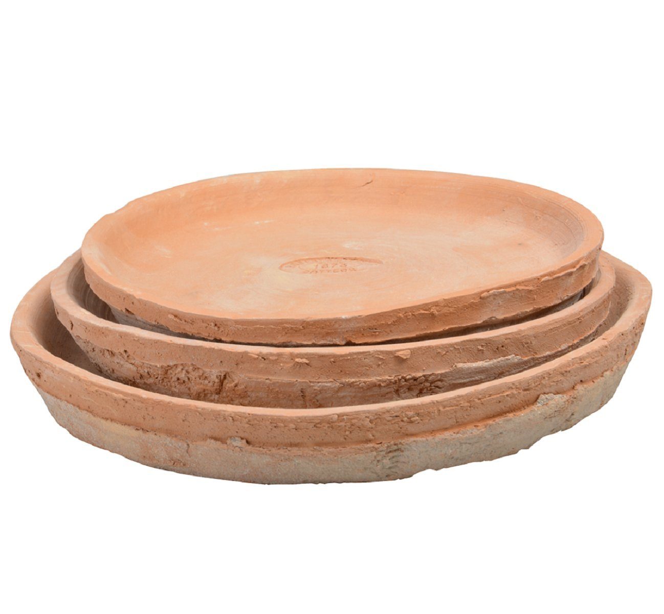 esschert design Übertopf 3er Satz Set Untersetzer rund Aged Terracotta Blumen Pflanzen Esschert Design