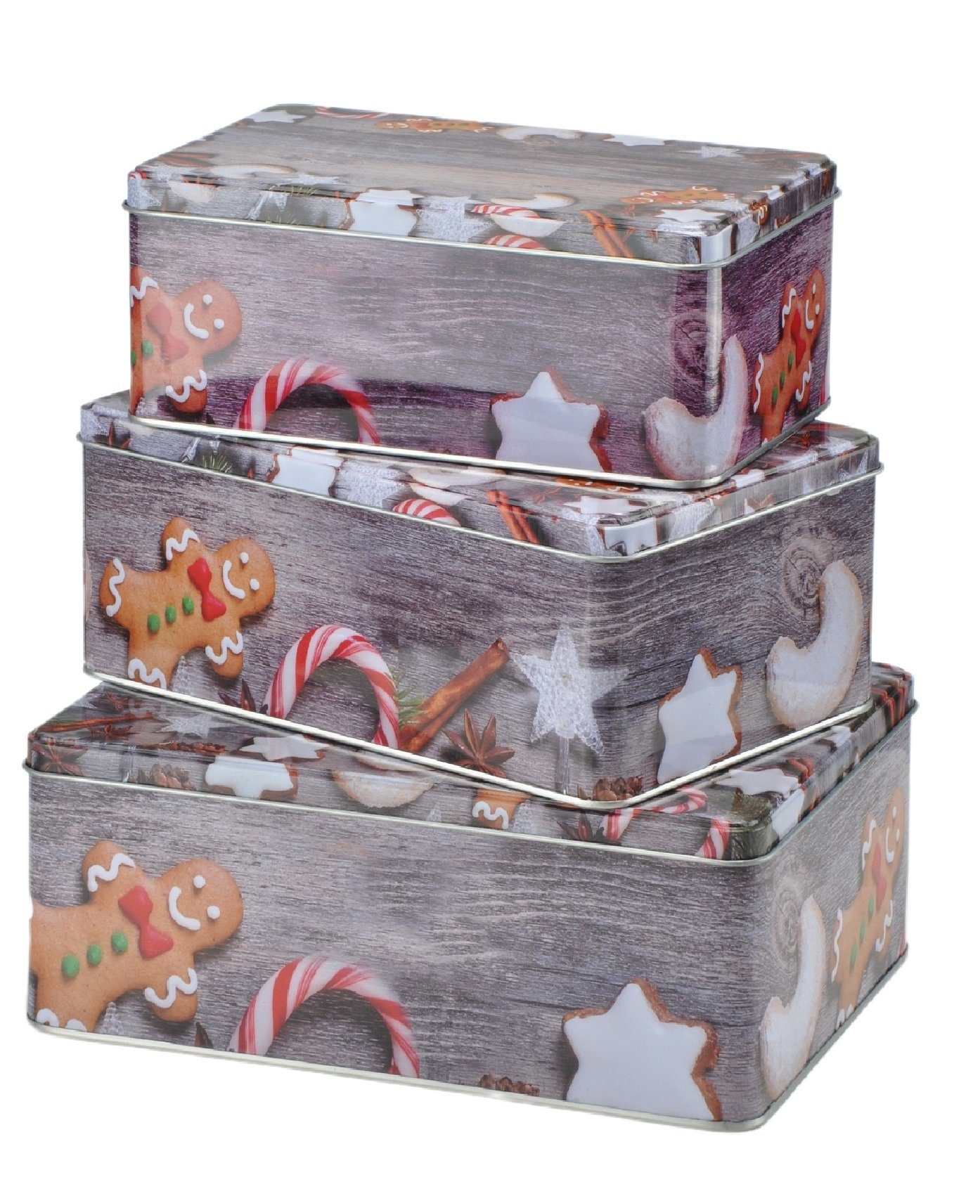 Beliebte Informationen zum Versandhandel Rungassi Keksdose Weihnachts-Keksdosen Plätzchendosen Set Grau Farbe: Dosen 3er rechteckig