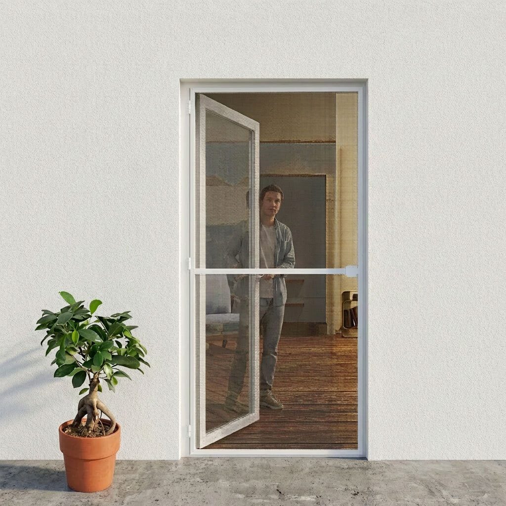 Windhager Insektenschutz-Tür Mosquito Stop, Rahmentür aus Alurahmen, für Balkon‑ und Terrassentüren, Fliegengitter-Tür erhältlich in weiß oder anthrazit, 100 x 210 cm