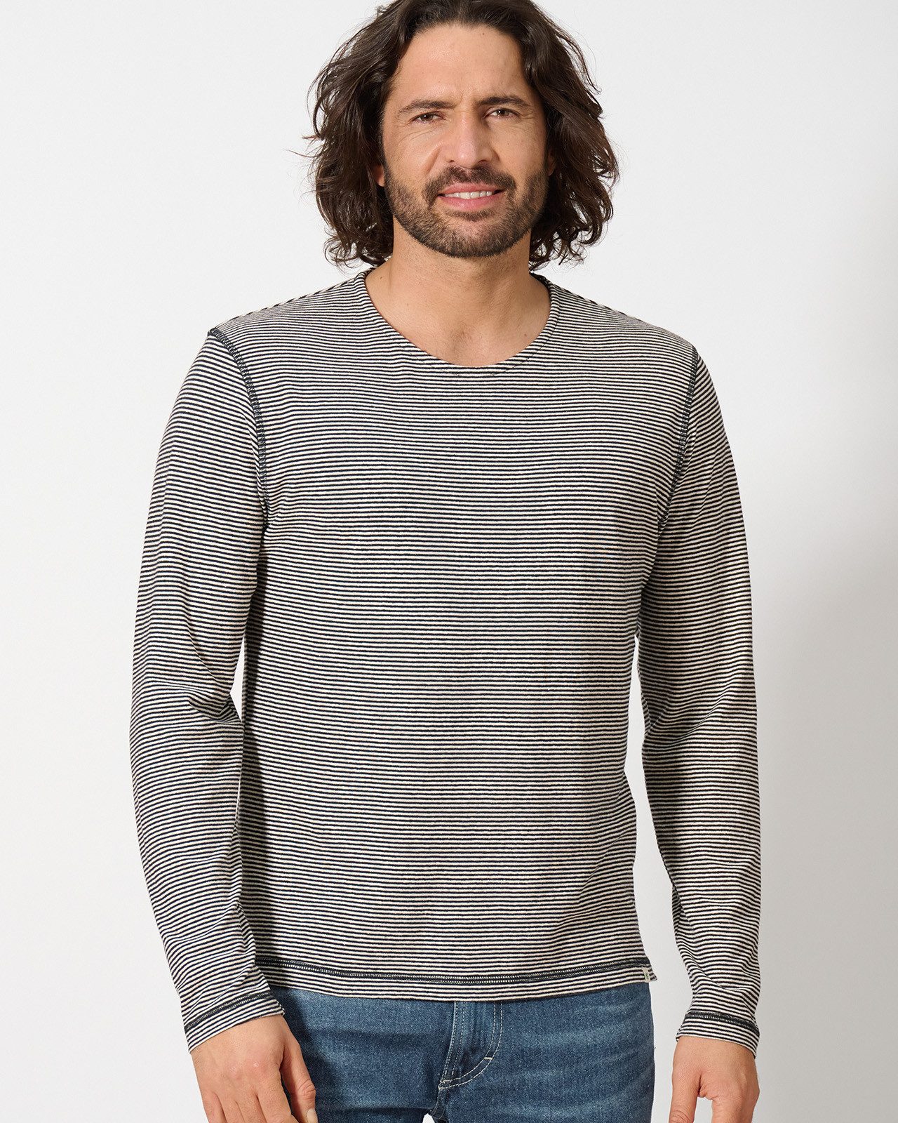 HempAge Langarmshirt Langarmshirt mit Streifen Hanf/Biobaumwolle Normal Fit