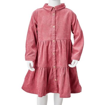 vidaXL A-Linien-Kleid Kinderkleid mit Langen Ärmeln Cord Altrosa 140