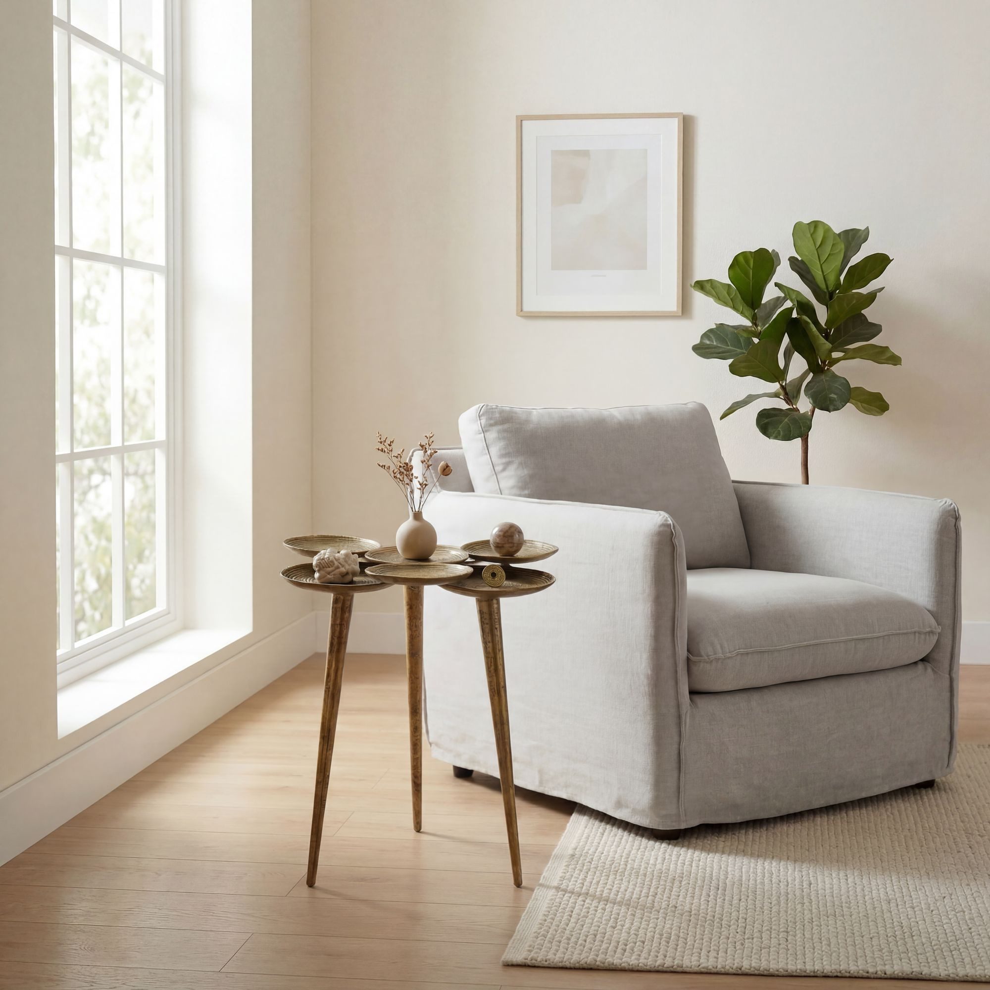 FINEBUY Beistelltisch FB116323 Aluminium 46cm Couchtisch Gold Alu Wohnzimmertisch Sofatisch (Moderner Tisch für stilvolle Wohnbereiche), Kompakt praktisch und vielseitig einsetzbar