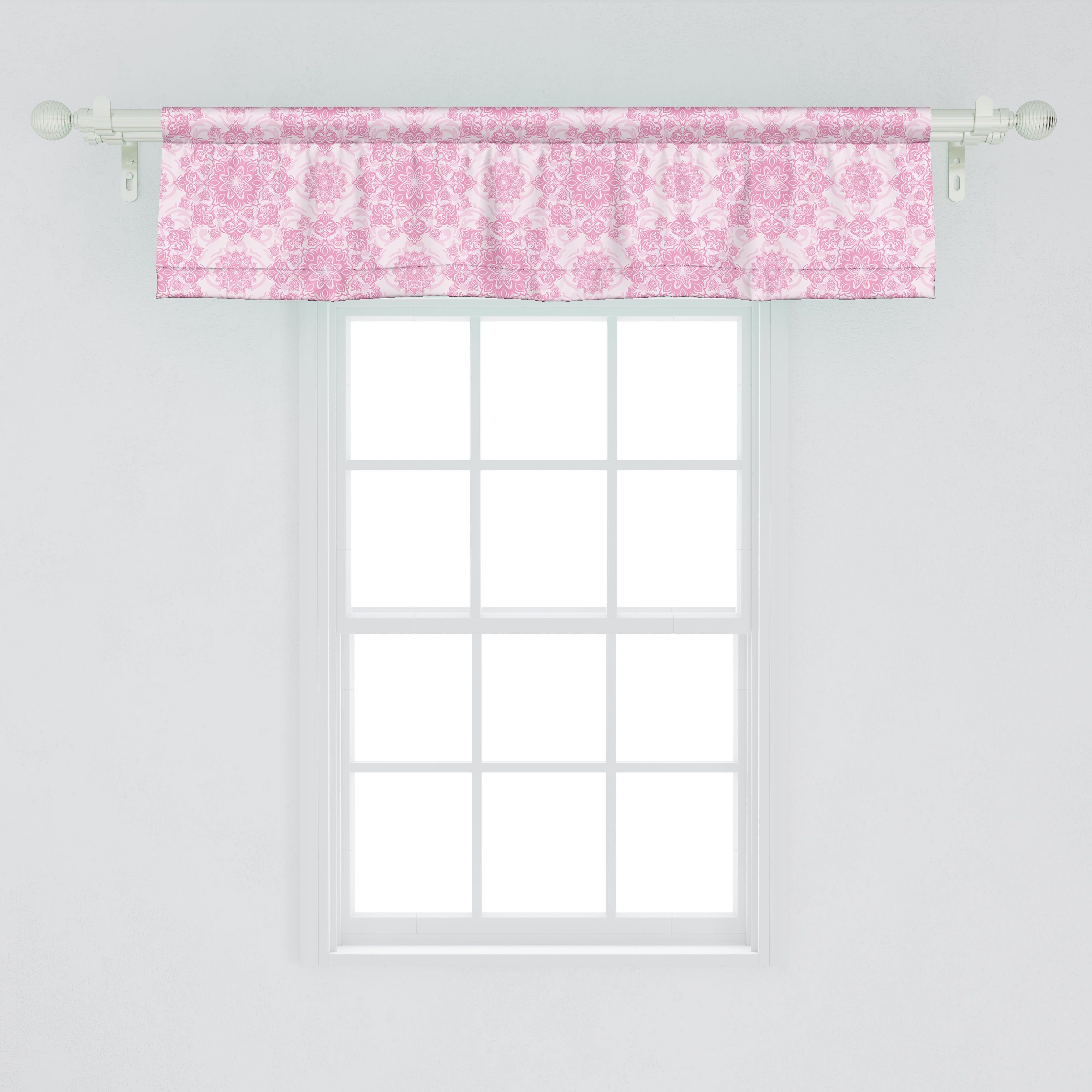 Scheibengardine Vorhang Volant für Dekor Modernisierten Rosa mit Schlafzimmer Damast Küche Abakuhaus, Microfaser, Stangentasche, Barock-Kunst