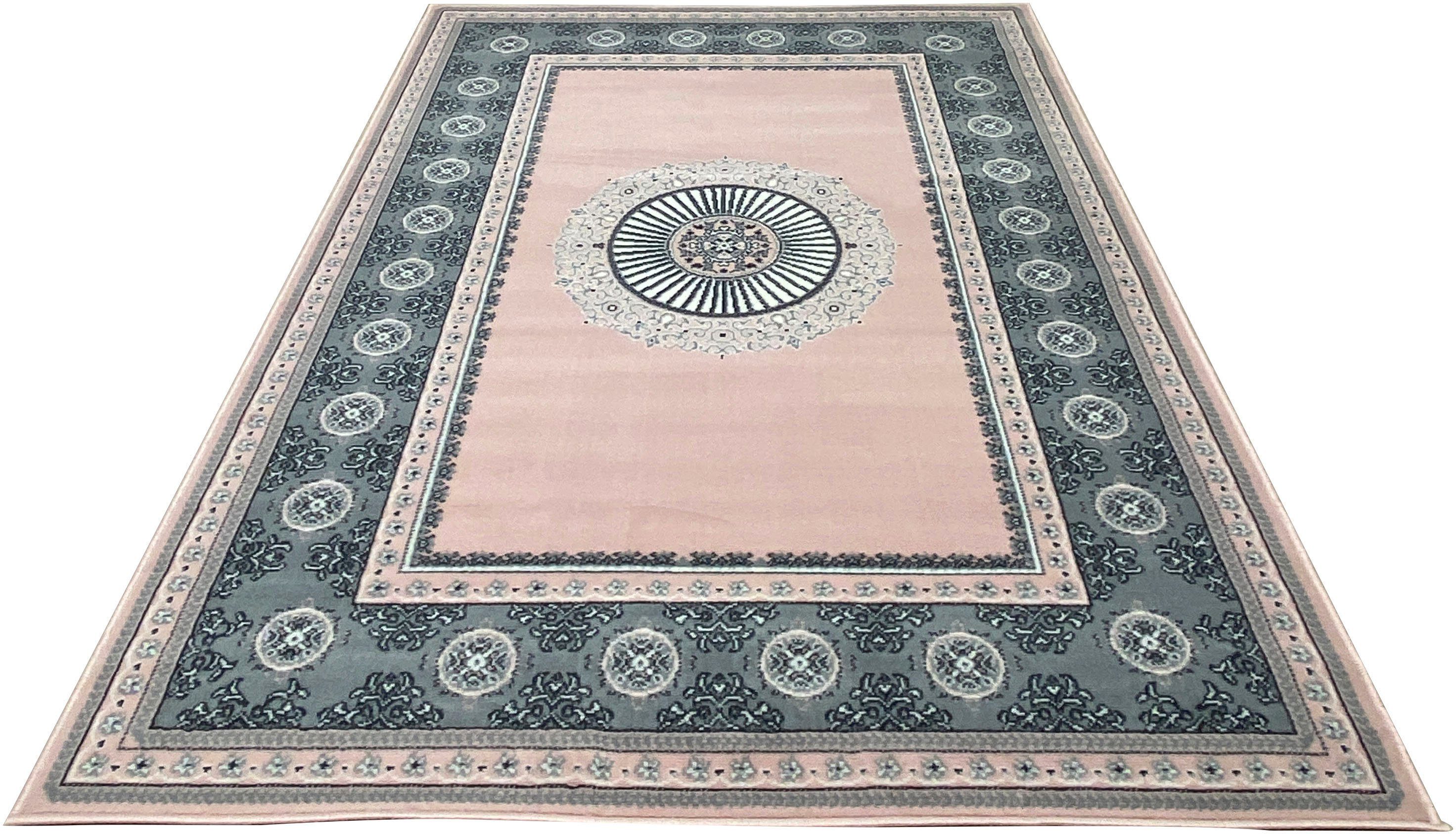 Teppich Shari, Home affaire, rechteckig, Höhe: 7 mm, Orient-Optik, mit Bordüre, Teppich, Kurzflor, Weich, Pflegeleicht rosa