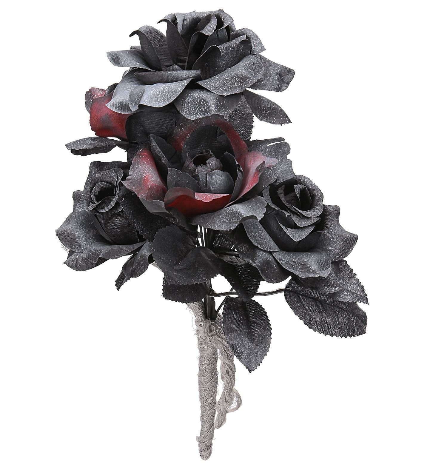 Widmann S.r.l. Dekoobjekt Halloween Brautstrauß 'Rosen', Schwarz Rot