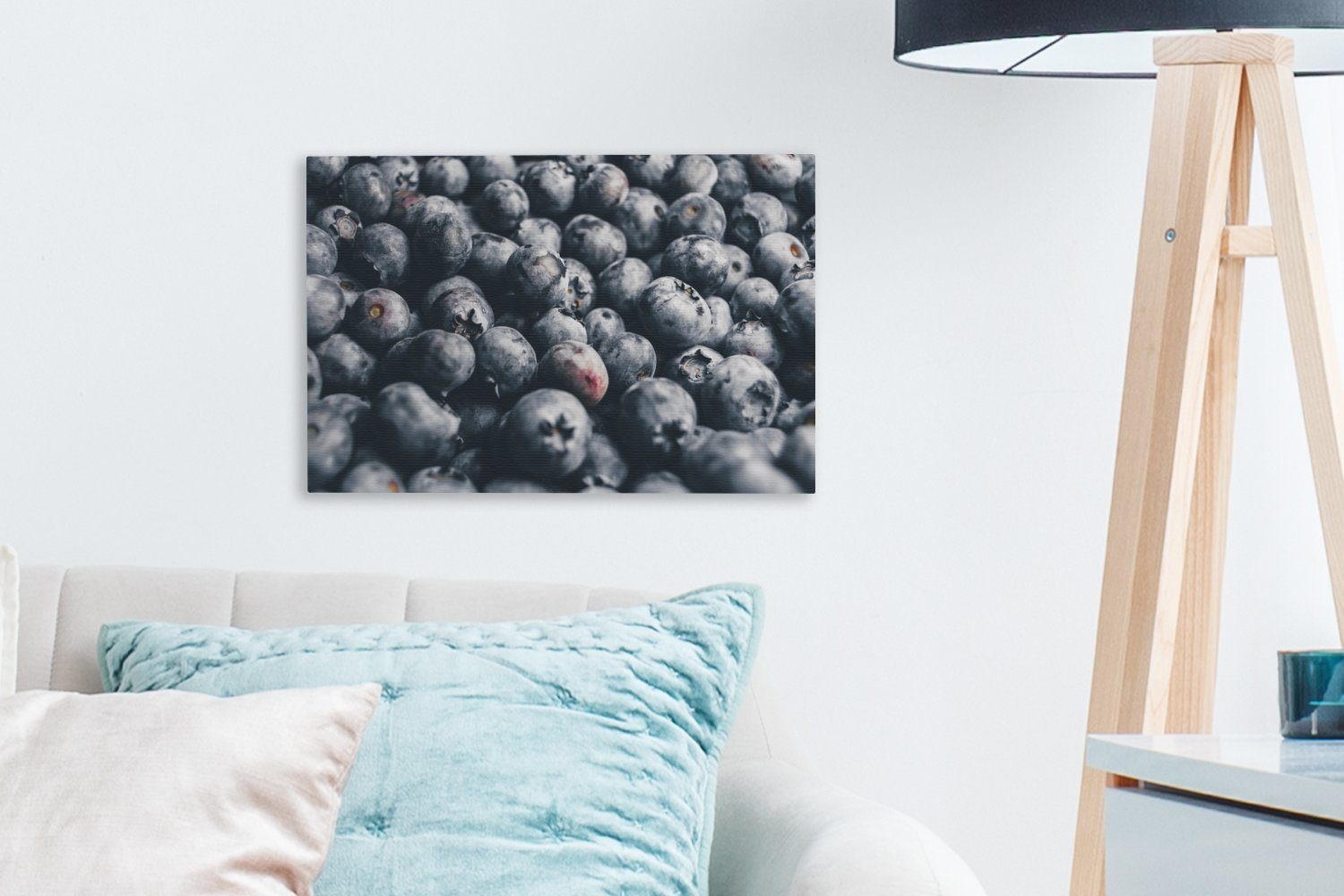 OneMillionCanvasses® Leinwandbild Obst - (1 Wanddeko, Blau Aufhängefertig, 30x20 Beere, cm - Wandbild St), Leinwandbilder