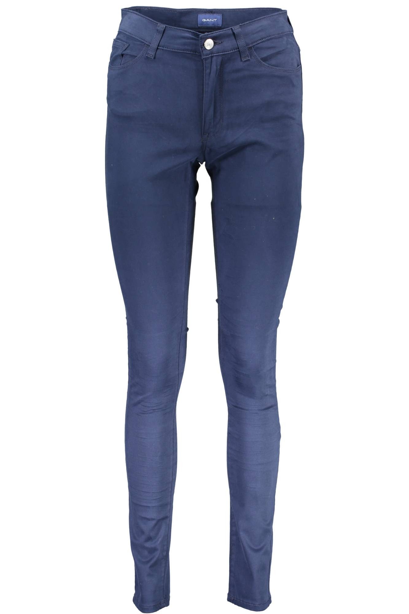 Gant 5-Pocket-Hose Elegante Damenhose in Blau mit 5 Taschen und Reißverschlussoptik
