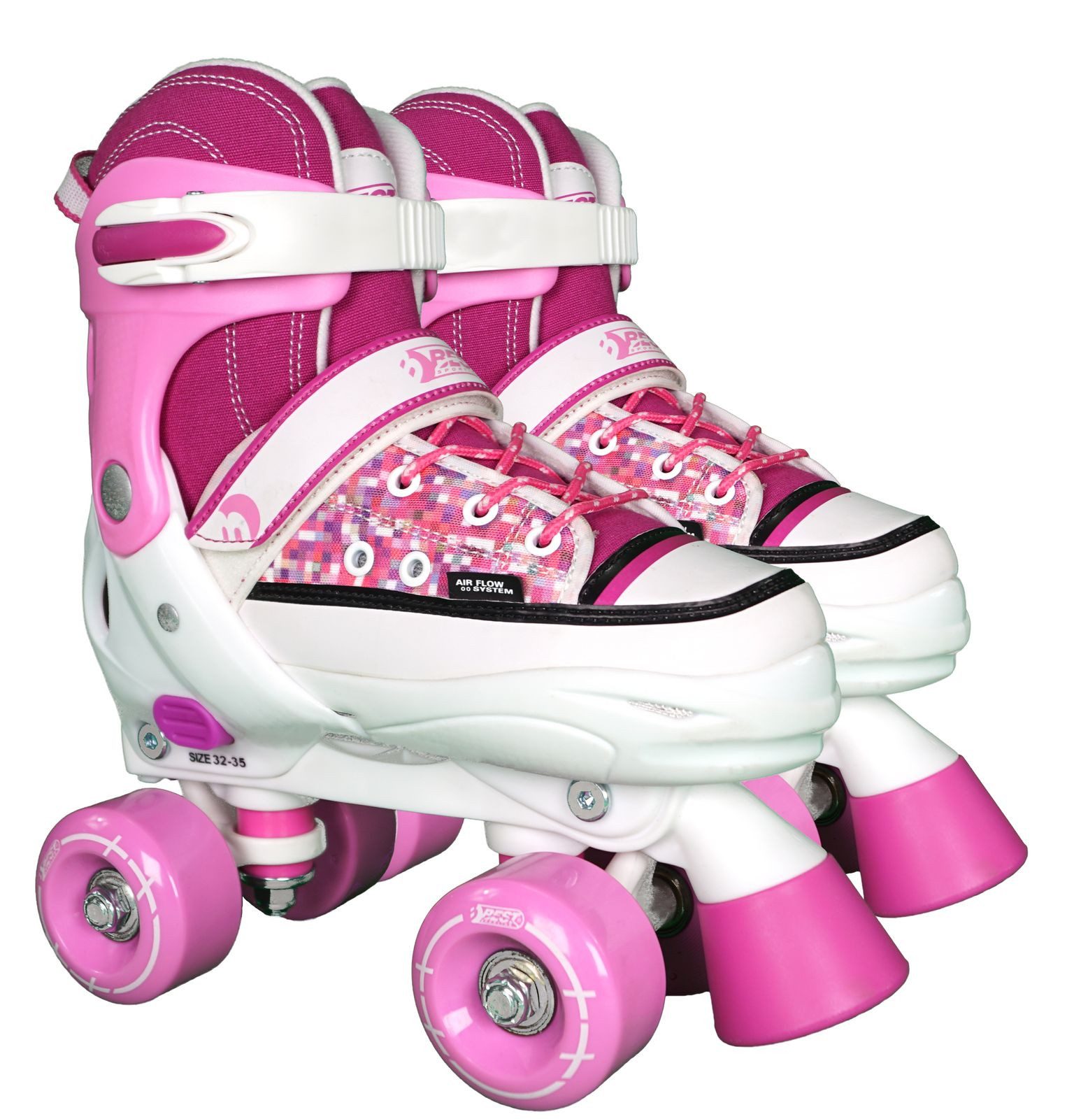 Best Sporting Schlittschuhe Rollschuhe, Größe verstellbar, ABEC 7 Carbon, pink-weiß