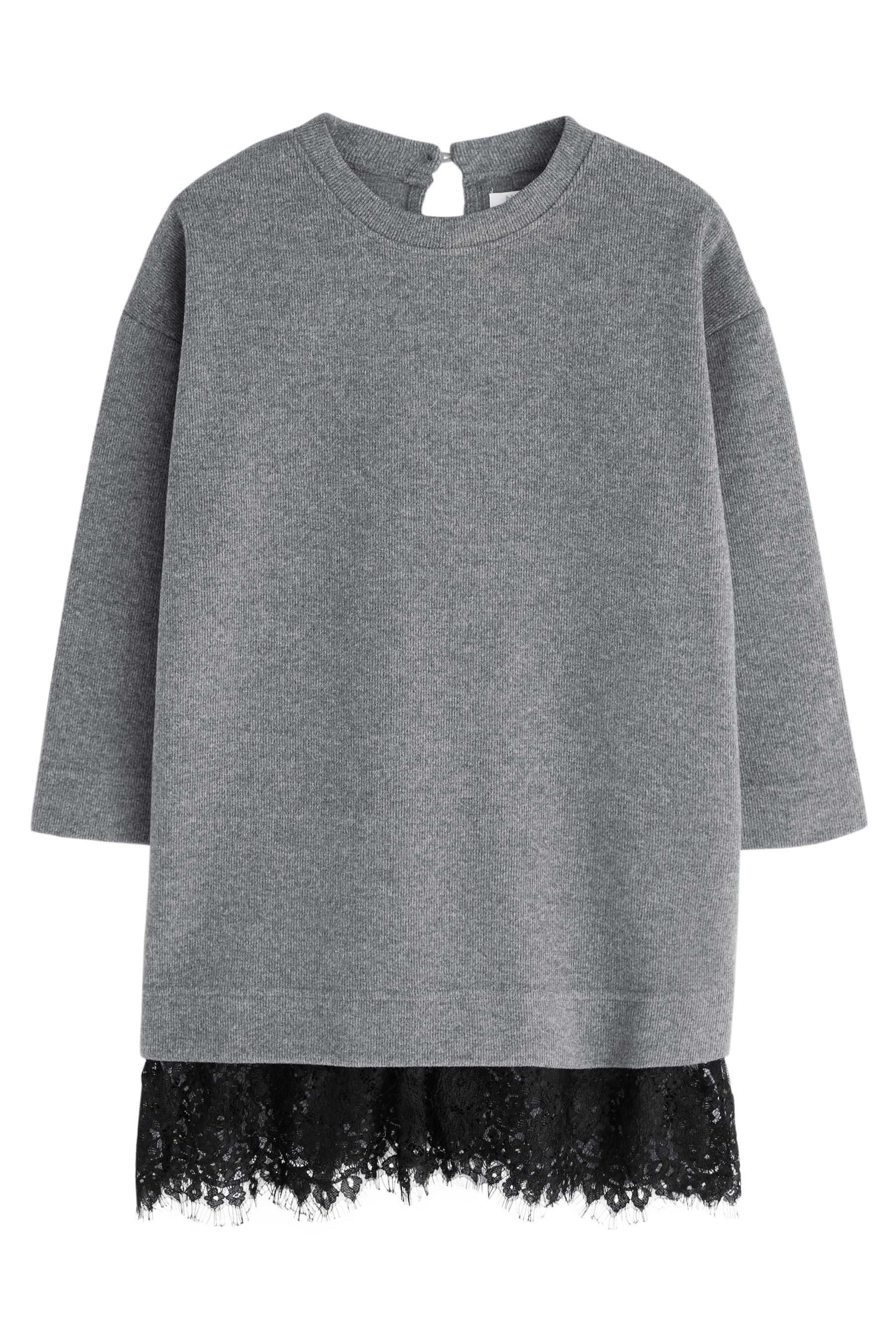 Next 2-in-1-Kleid 2-in-1-Pulloverkleid mit Spitzensaum (1-tlg)