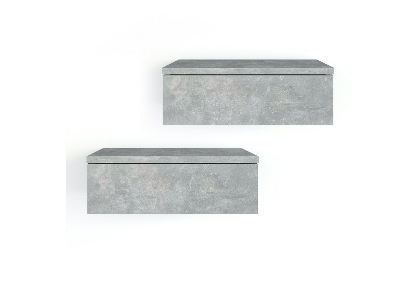 KOMTO Wandregal mit Schublade 2er Set Nachttisch Wandschublade Monaco 2 pcs, Wandschublade Nachtschrank Hängend, Monaco 46 x 30 x 15 cm