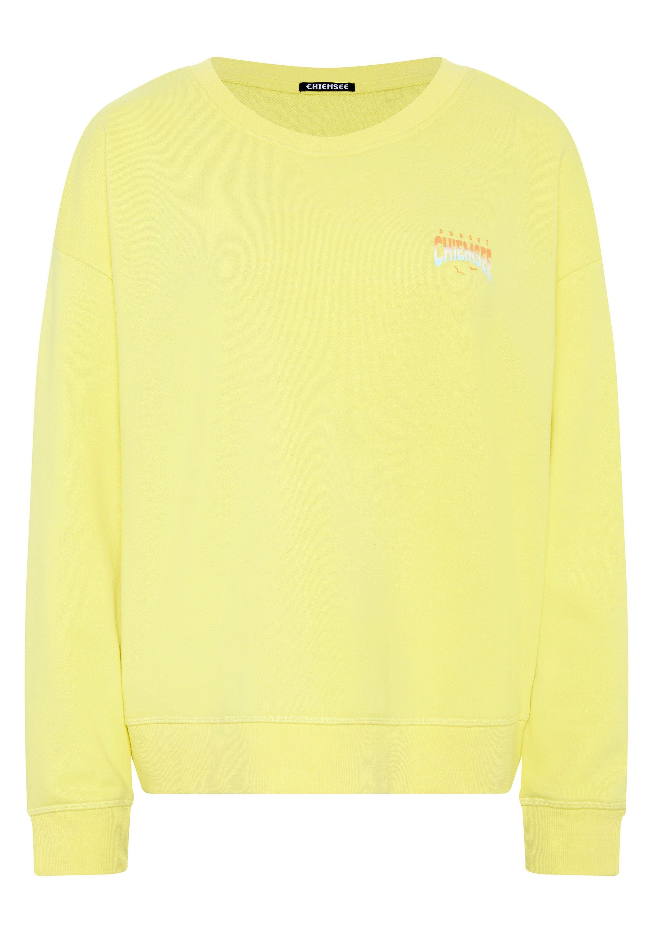 Logo- und Sunset-Motiv 12-0742 Chiemsee LEMON Sweater Sweatshirt 1 VERBENA mit