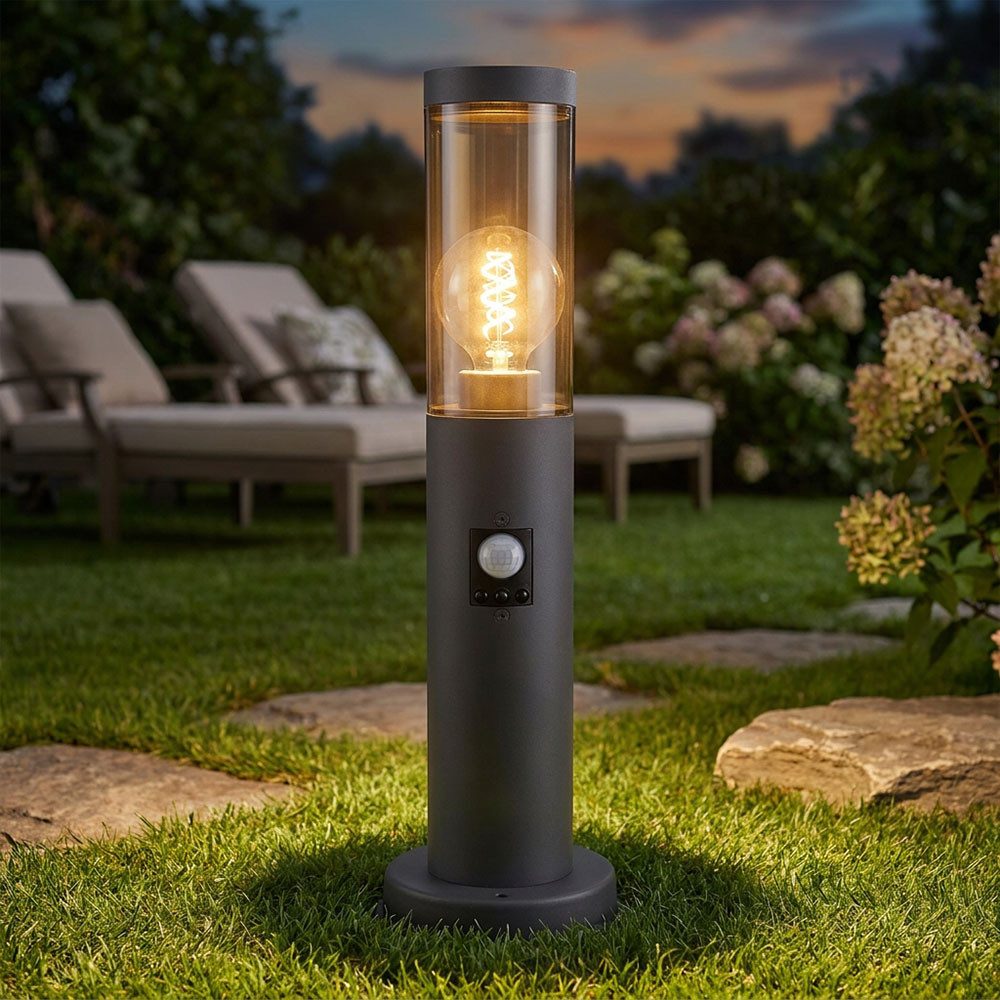 GLOBO LIGHTING LED Sockelleuchte, Leuchtmittel inklusive, Warmweiß, Außenstehlampe Sockelleuchte Terrassenlampe Bewegungsmelder LED H 45cm