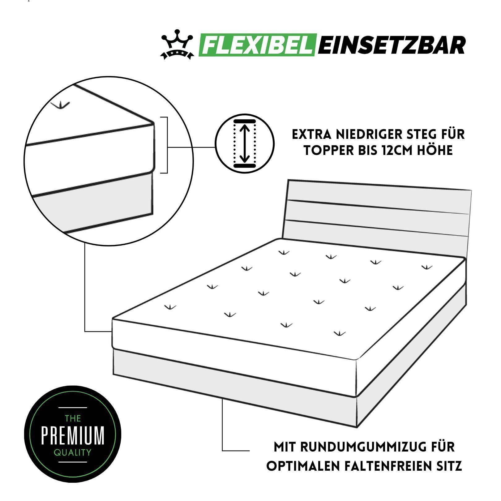 Hometex Premium Textiles Spannbettlaken für Topper bis 10cm Steghöhe, Jersey, Gummizug: Rundumgummizug, ideal für Boxspringbett Topper, 100% reine Baumwolle – Bild 5 von 5