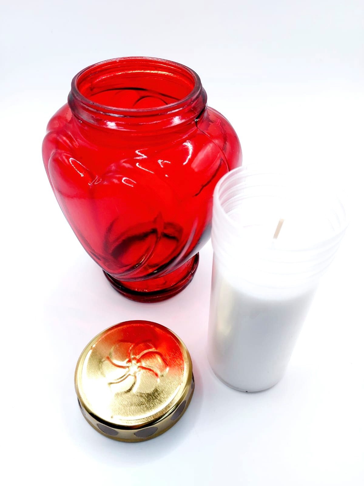 Florissima Grabkerze Grabdeko Trauerlicht Grablicht Herzform rot aus Glas G günstig online kaufen