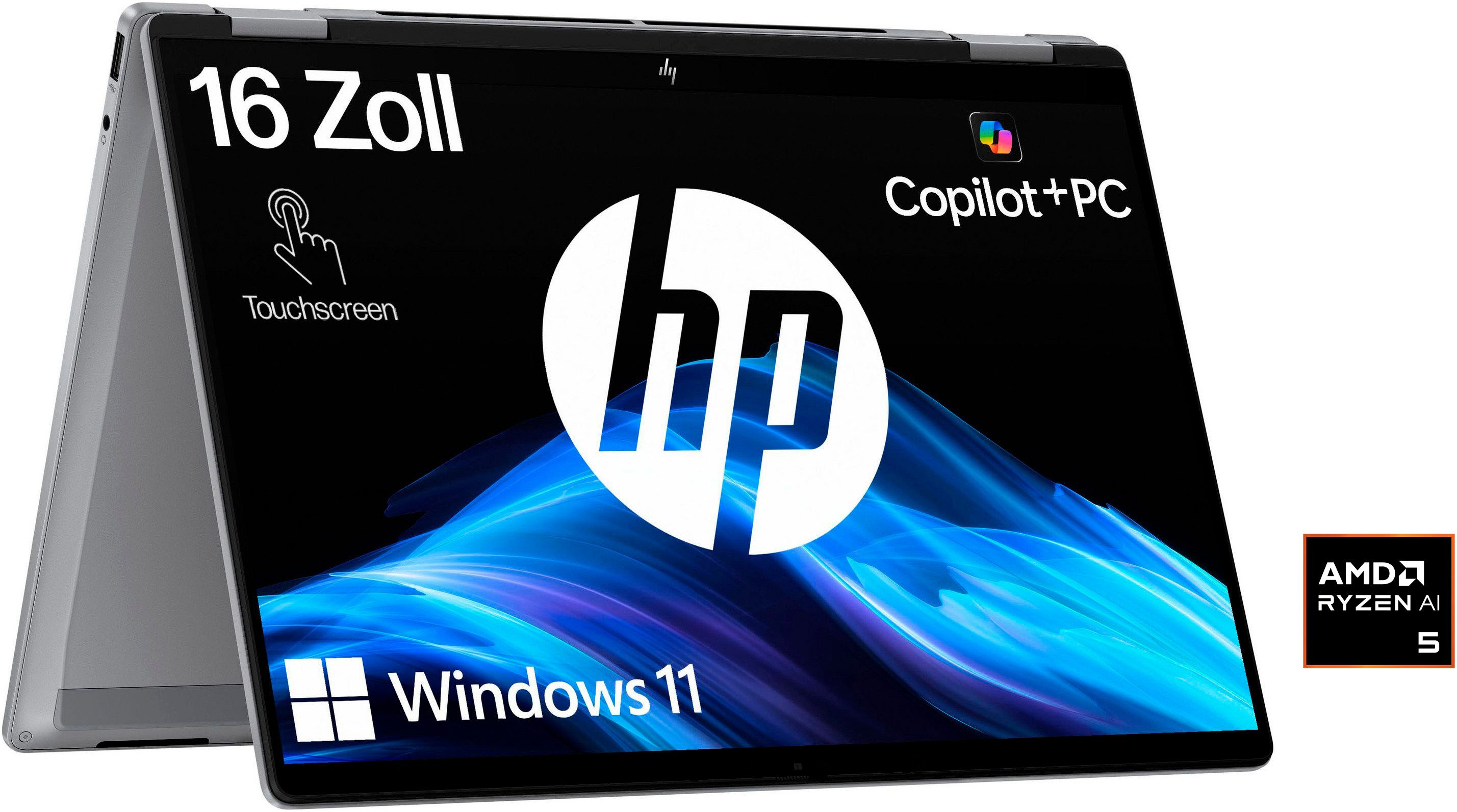 HP OmniBook X Flip 16-ar0252ng Convertible Notebook (40,64 cm/16 Zoll, AMD Ryzen™ AI 5 340, Radeon, 1000 GB SSD)