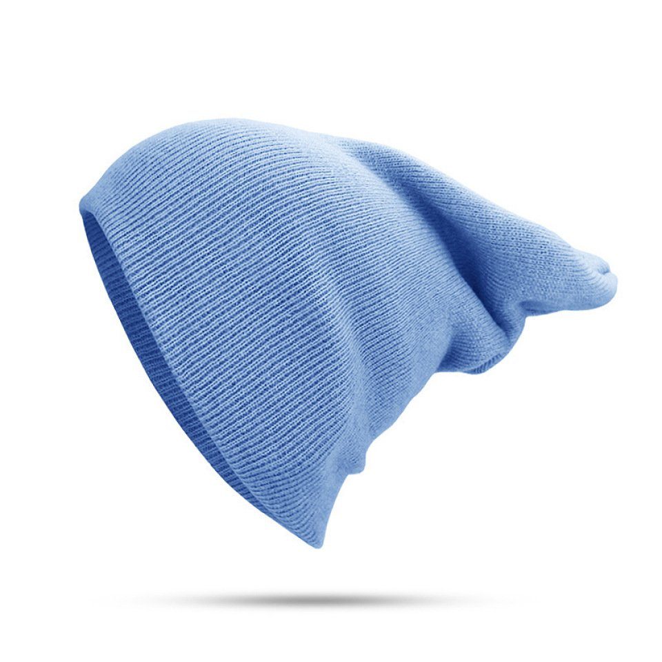 Blusmart Strickmütze Mütze Für Damen Und Herren, Unisex, Mit Bündchen, Einfarbig, Warm Himmelblau