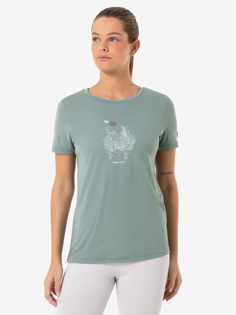 SUPER.NATURAL T-Shirt für Damen, Merino FLOWERHANDS günstig online kaufen