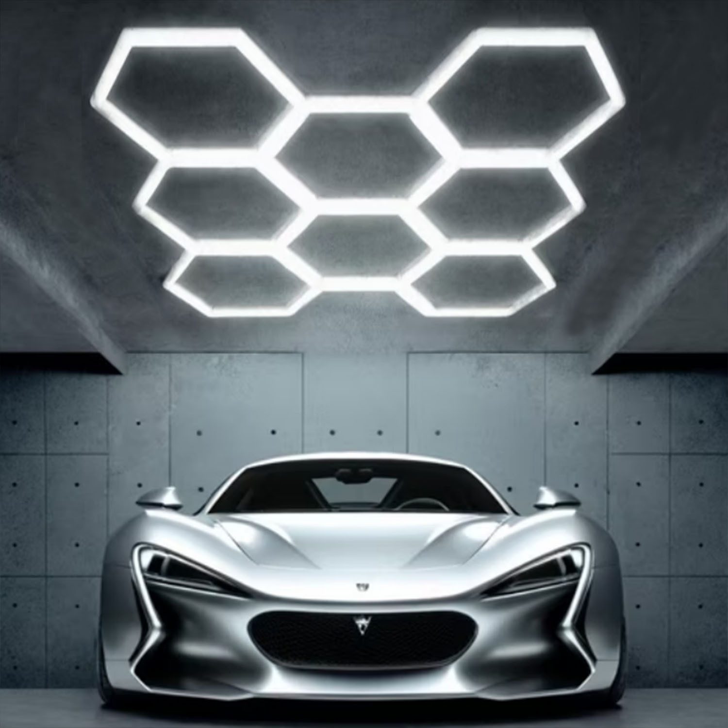 oyajia LED Dekolicht 8/10-Pack Hexagon LED Deckenleuchte Werkstatt Garage Waben Beleuchtung, 280W, LED fest integriert, ‎Kaltweiß, Sechseckige LED-Leuchte für Garage, Studio, Lager, Auto-Detailing-Shop