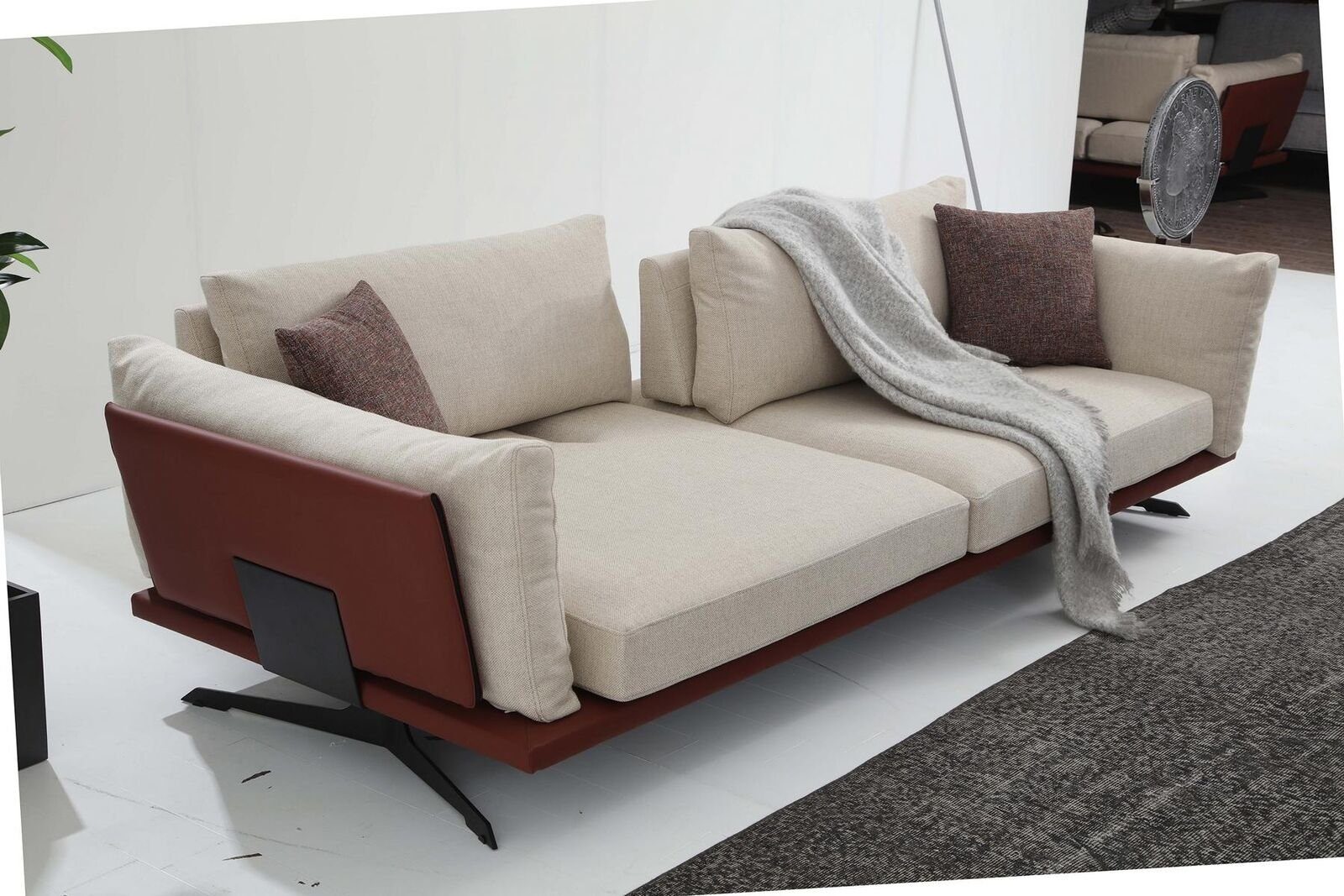 Beige Europa JVmoebel Made Stoff 1 Luxus, 4-Sitzer Sofa Sitzer Teile, in Wohnzimmer Viersitzer Design Modern 4