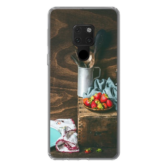 MuchoWow Handyhülle Rustikal - Obst - Küchenutensilien - Erdbeere Phone Case Handyhülle Huawei Mate 20 Silikon Schutzhülle