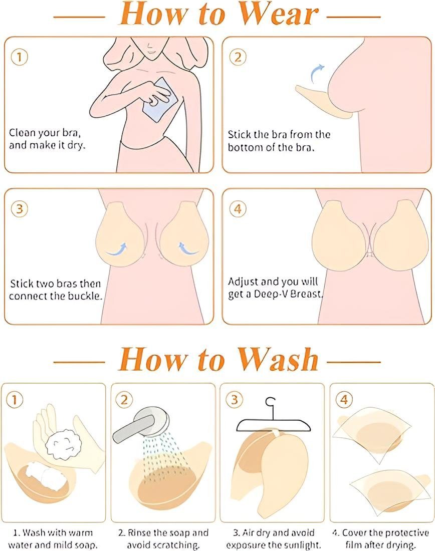 Diyarts Set: Push-up-BH (Silikon Klebe BH, Lift Up mit Schnalle) Hautfreundlich, Anhebender Effekt und Wiederverwendbarkeit
