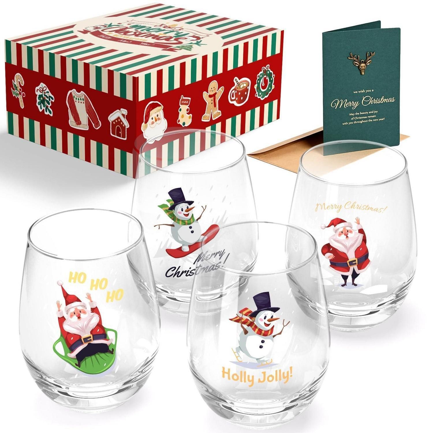LuxusKollektion Gläser-Set Weihnachtsgläser 4er Set, 4-tlg., Glas