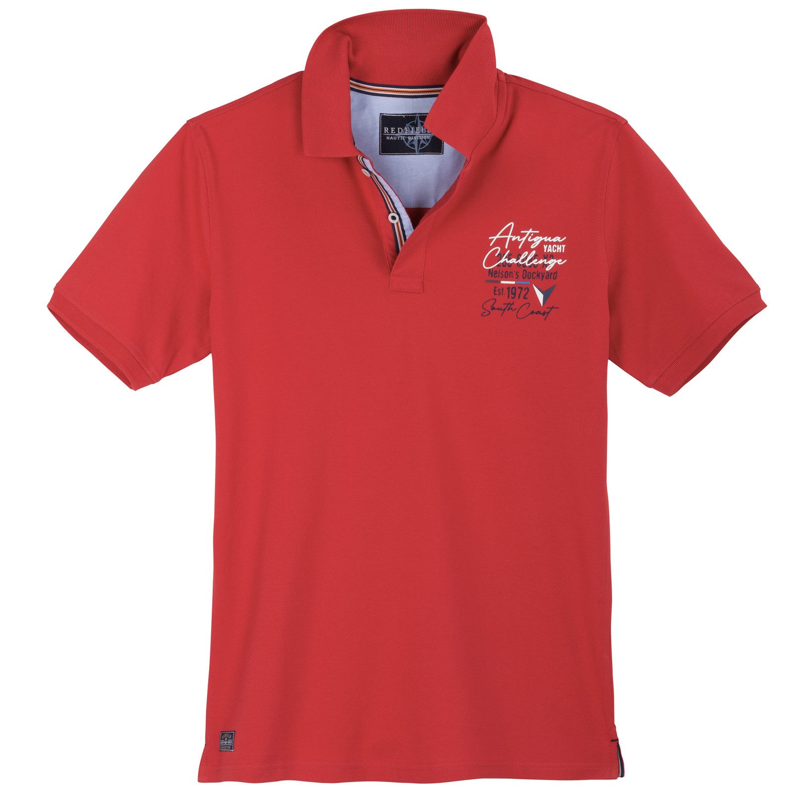 Poloshirt Redfield XXL Poloshirt maritim Brustprint rot