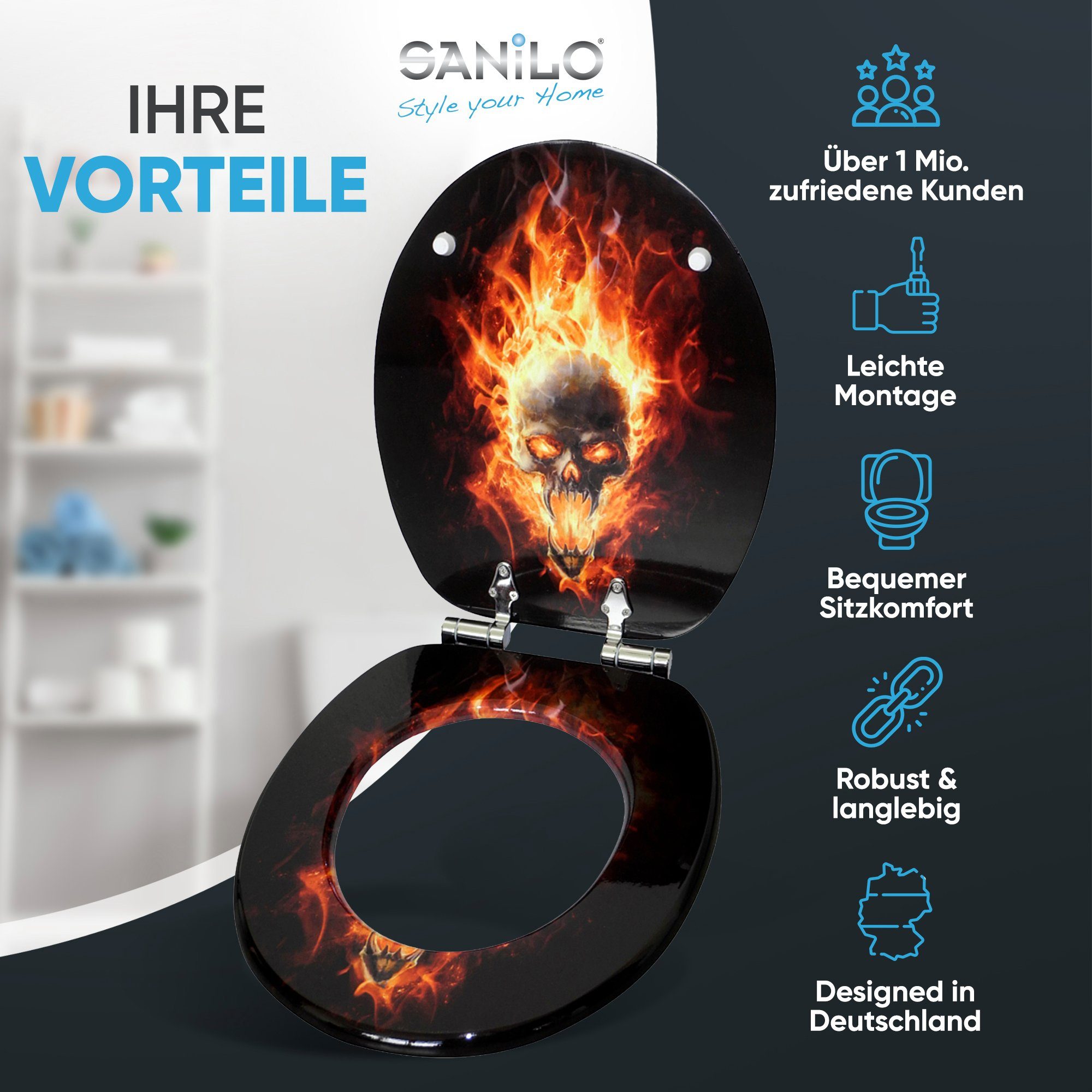Sanilo WC-Sitz Totenkopf in Flammen, mit günstig online kaufen