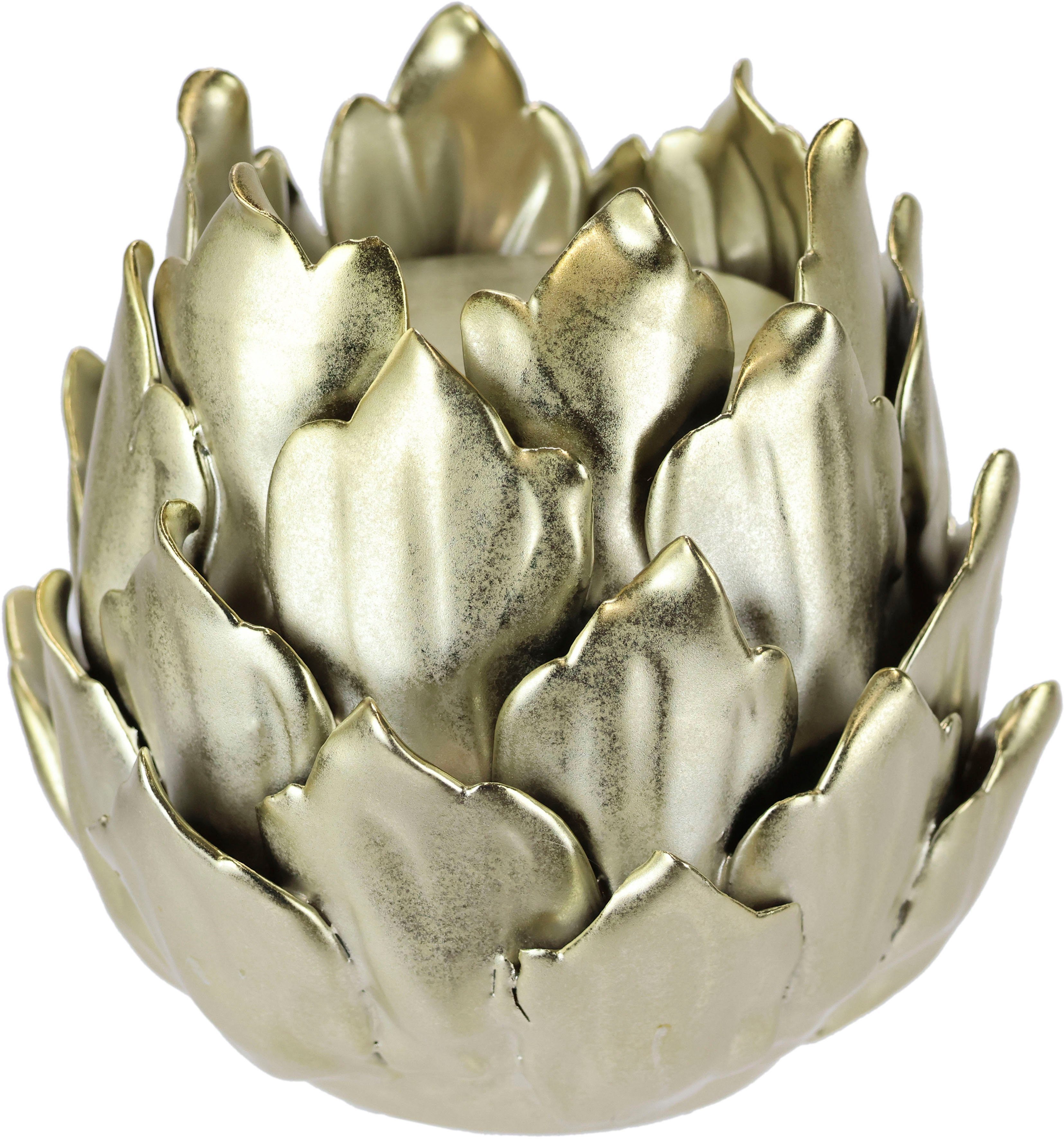 I.GE.A. Торшеры Artischocke, Stumpenkerzenhalter aus Keramik, Höhe ca. 13 cm (1 St), passend für eine Stumpenkerze mit Ø 7 cm