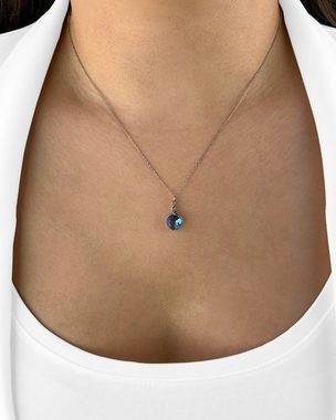 DANIEL CLIFFORD Kette mit Anhänger 'Hope' Damen Halskette Silber 925 blauer Kristall (inkl. Verpackung), 40cm - 45cm größenverstellbar, haut- und allergiefreundlich