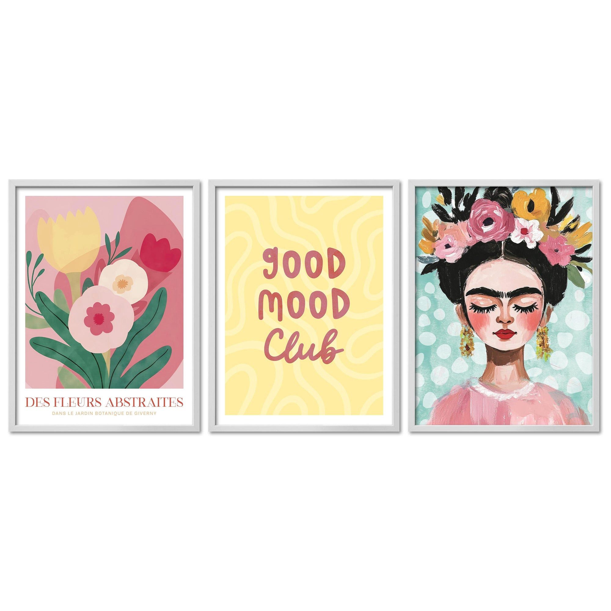 ARTFAVES Bilder-Collage Poster Set Dopamine Trio 1 I mehrteilige Bilderwand I Wandbilder Frida, (Wandbilder modern, 3 St)