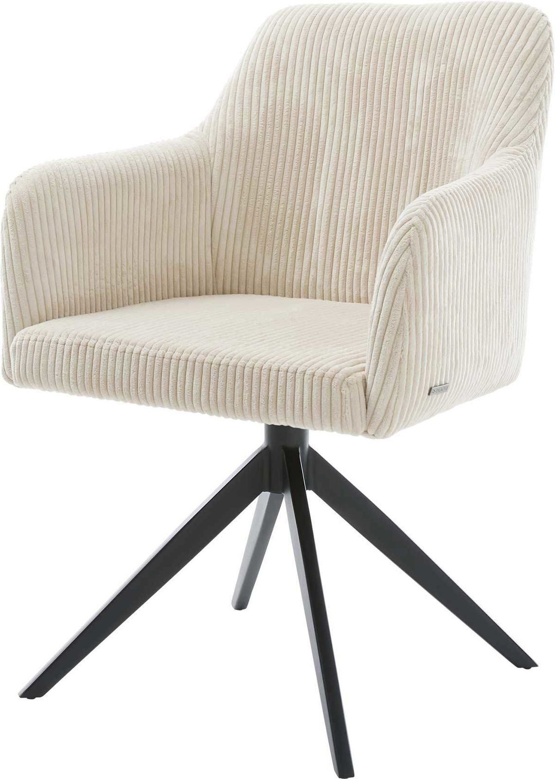 DELIFE Polsterstuhl Greg-Flex, Kreuzgestell breit Schwarz Cord Beige 360° d günstig online kaufen