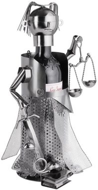 BRUBAKER Weinflaschenhalter Justitia mit Waage und Schwert Flaschenhalter, (inklusive Grußkarte), Metall Skulptur, Wein Geschenk