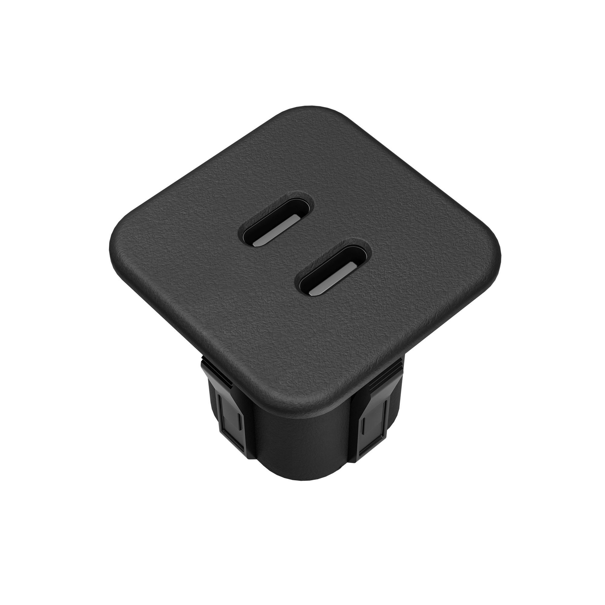 kalb Steckdose USB-C Einbau-Hub 2-Fach für Möbel & Tischplatten Schwarz o. Silbergrau