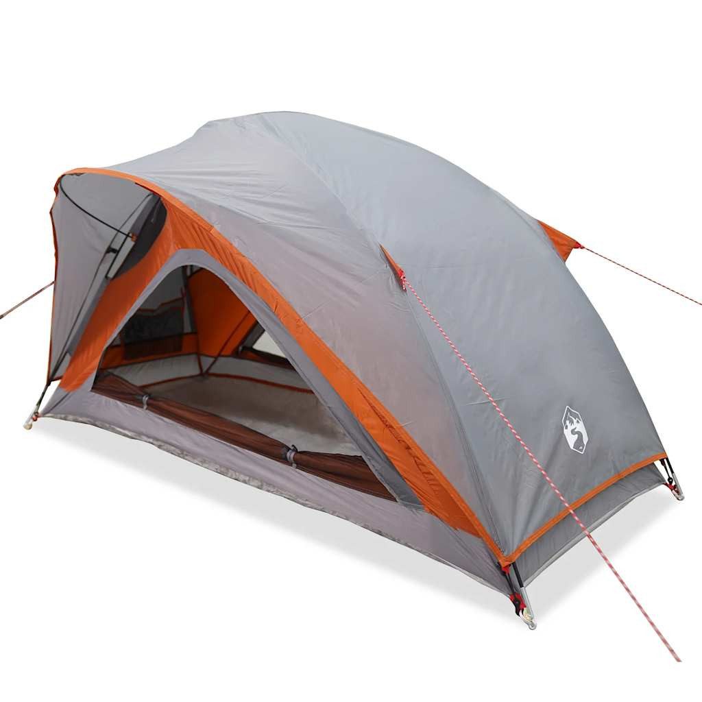 vidaXL Kuppelzelt Campingzelt 1 Person Grau und Orange Wasserfest, (1 tlg)