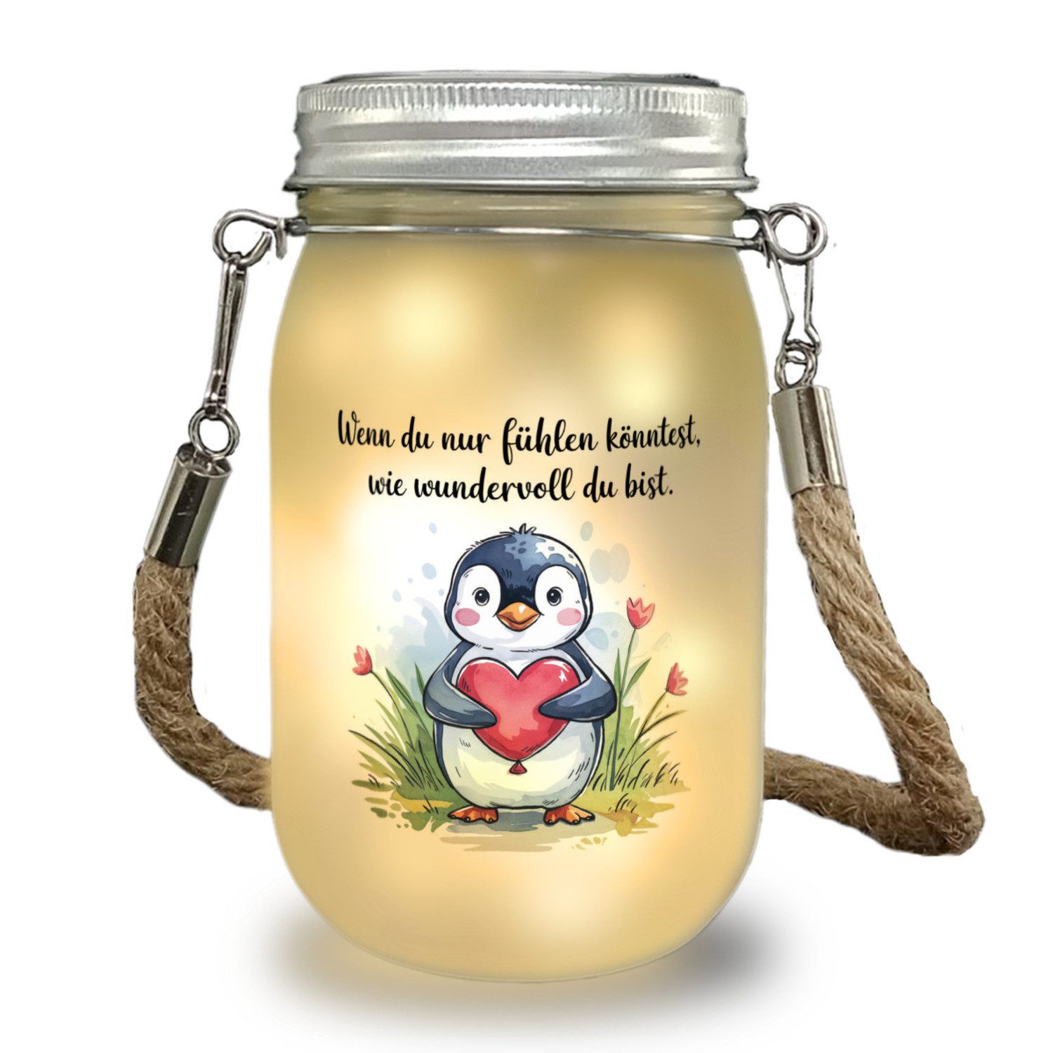 speecheese Dekolicht Pinguin mit Herzballon Solarlicht - Du bist wundervoll günstig online kaufen