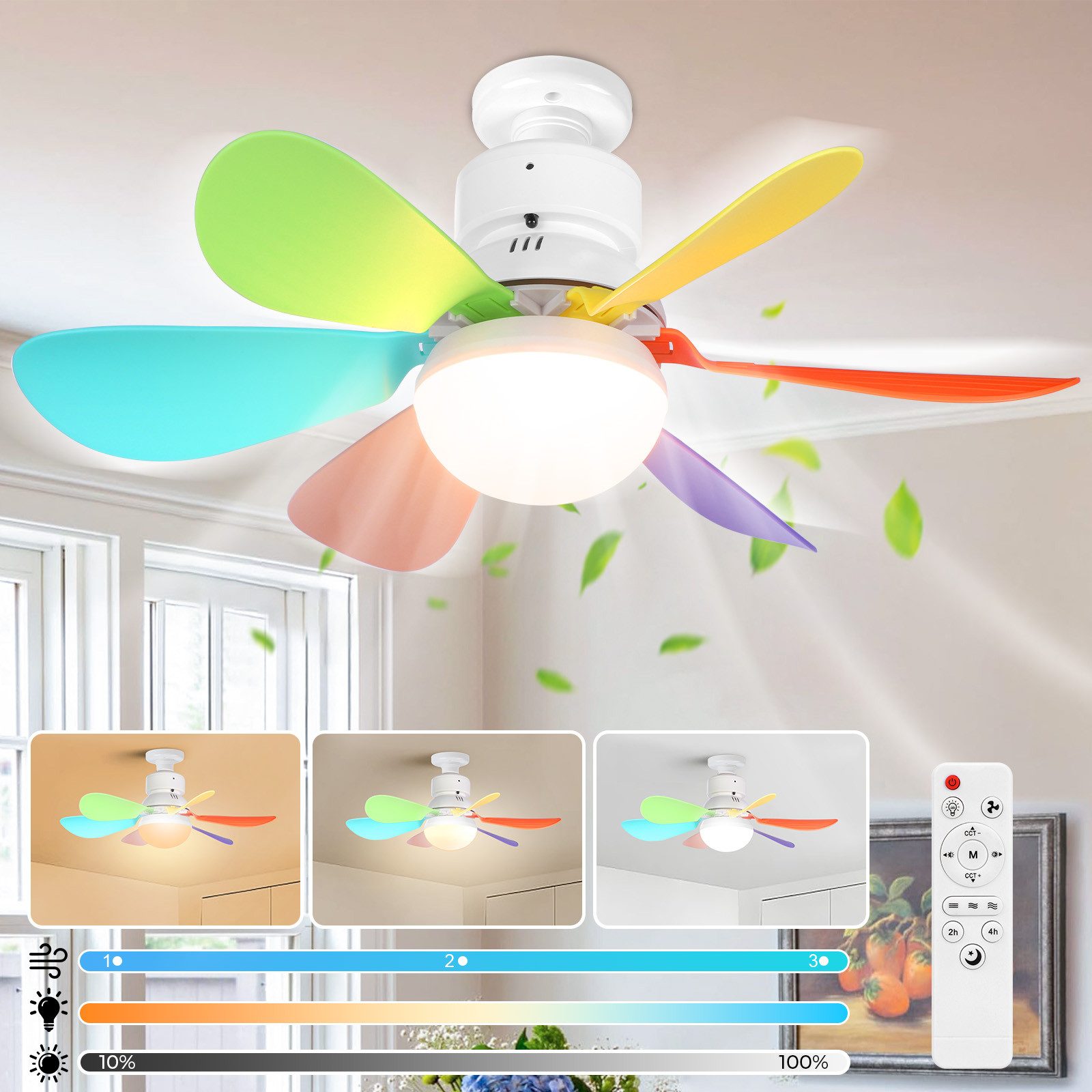 MUPOO Deckenventilator Leise Deckenventilator mit Beleuchtung,E27 günstig online kaufen