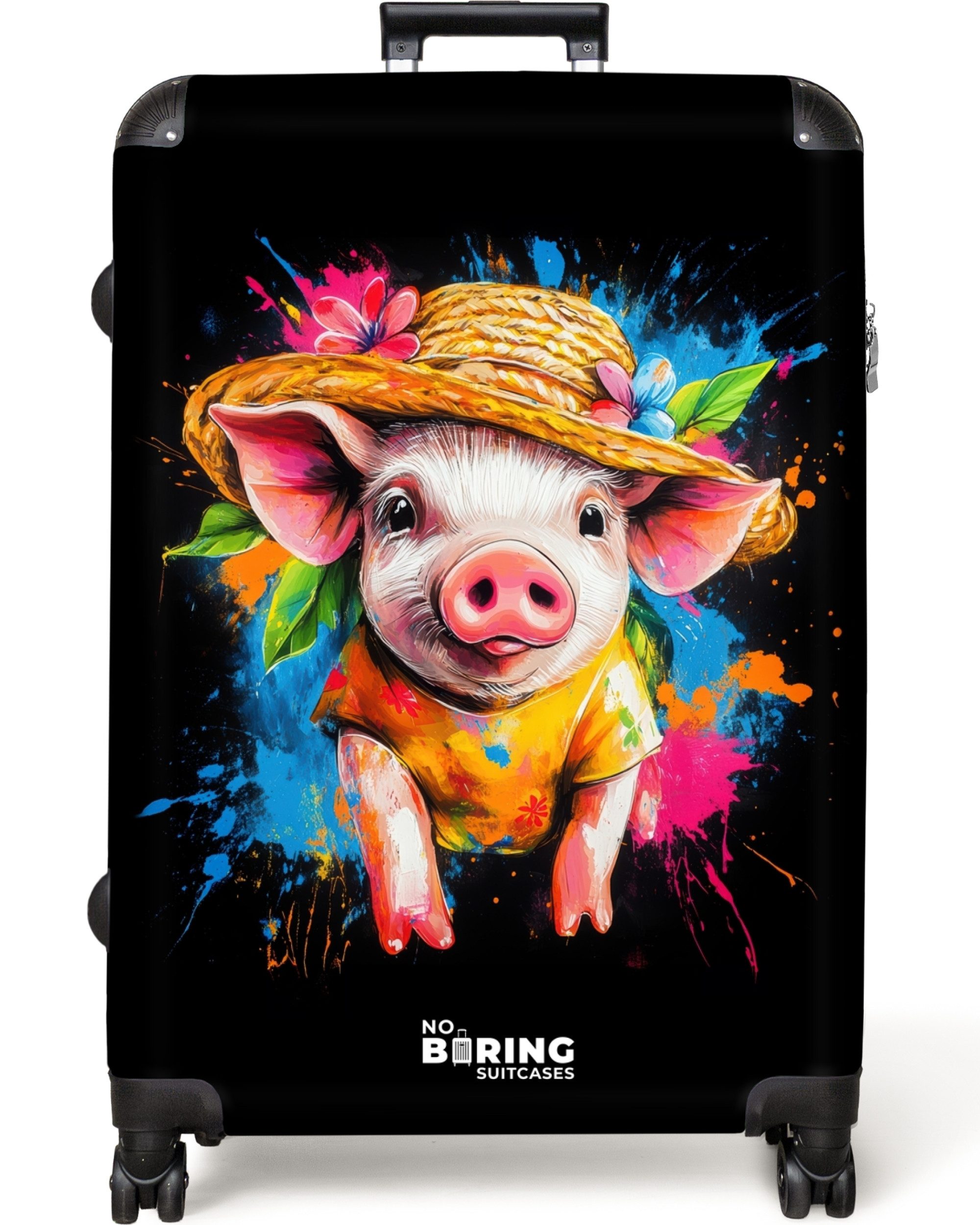 NoBoringSuitcases.com© Hartschalen-Trolley Lustiges Schwein mit Hut günstig online kaufen