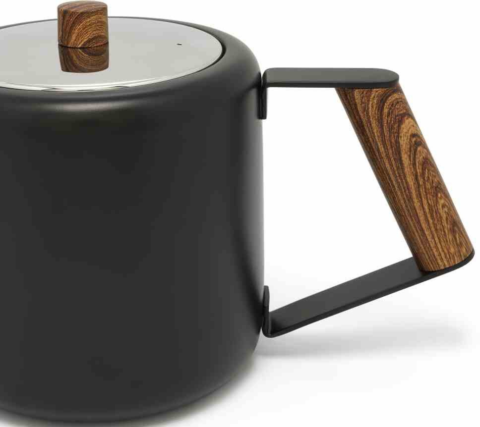 Teekanne Holzoptik 1,1 in schwarz Boston, l, Bredemeijer matt