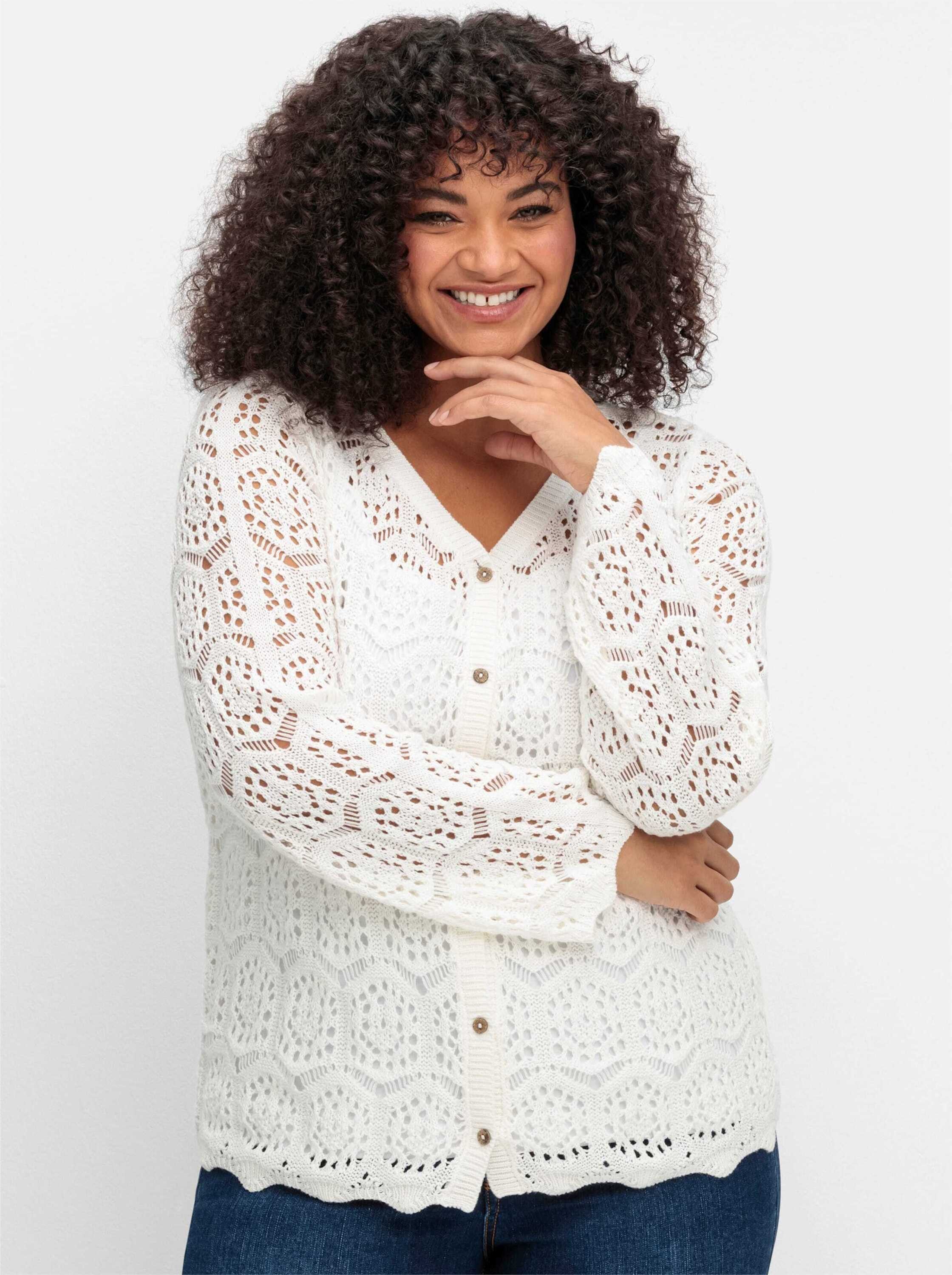 sheego by Joe Browns Strickjacke Strickjacke Langarm aus transparenter Häkelspitze