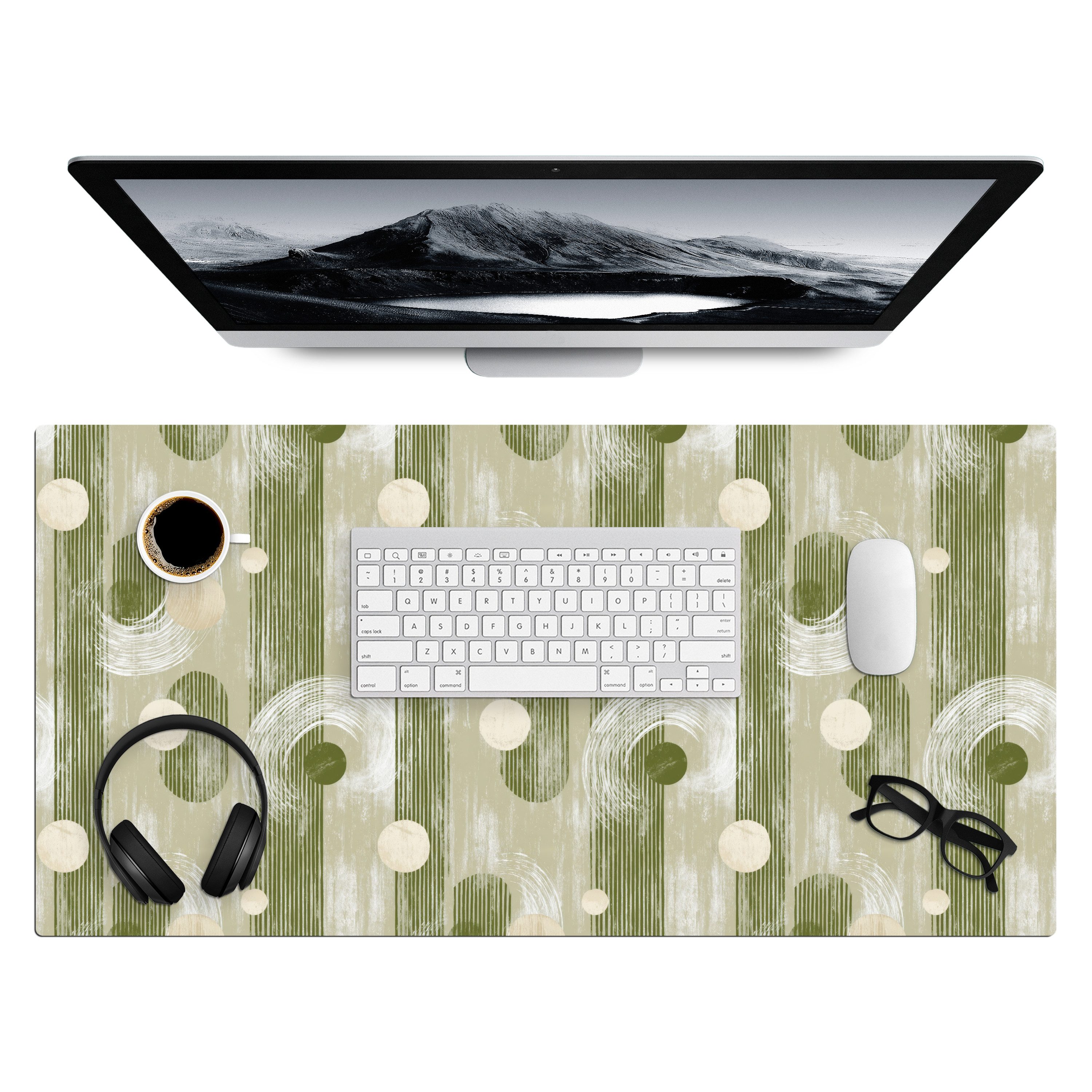 MuchoWow Gaming Mauspad Künstlerisch - Modern - Grün (1-St), Gaming Mauspad XXL, Schreibtischunterlage, Desk Mat Groß, 80x40 cm