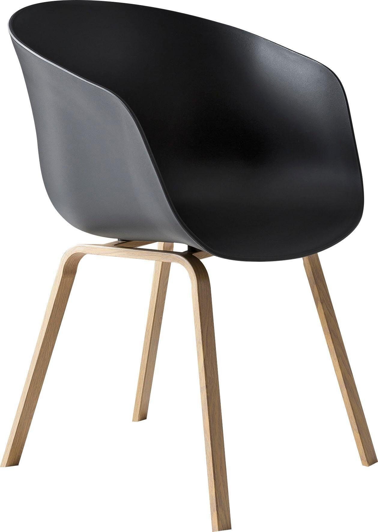 SalesFever Schalenstuhl Lund Designer Esszimmerstuhl im 2er-Set (Set, 2 St), Zweier-Set: Metallbeine mit edler Holzoptik