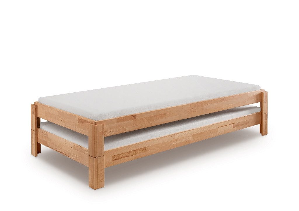 Stapelbett 2er-Set Stapelbett 90x200cm 'Dubi' Buche massiv natur geölt
