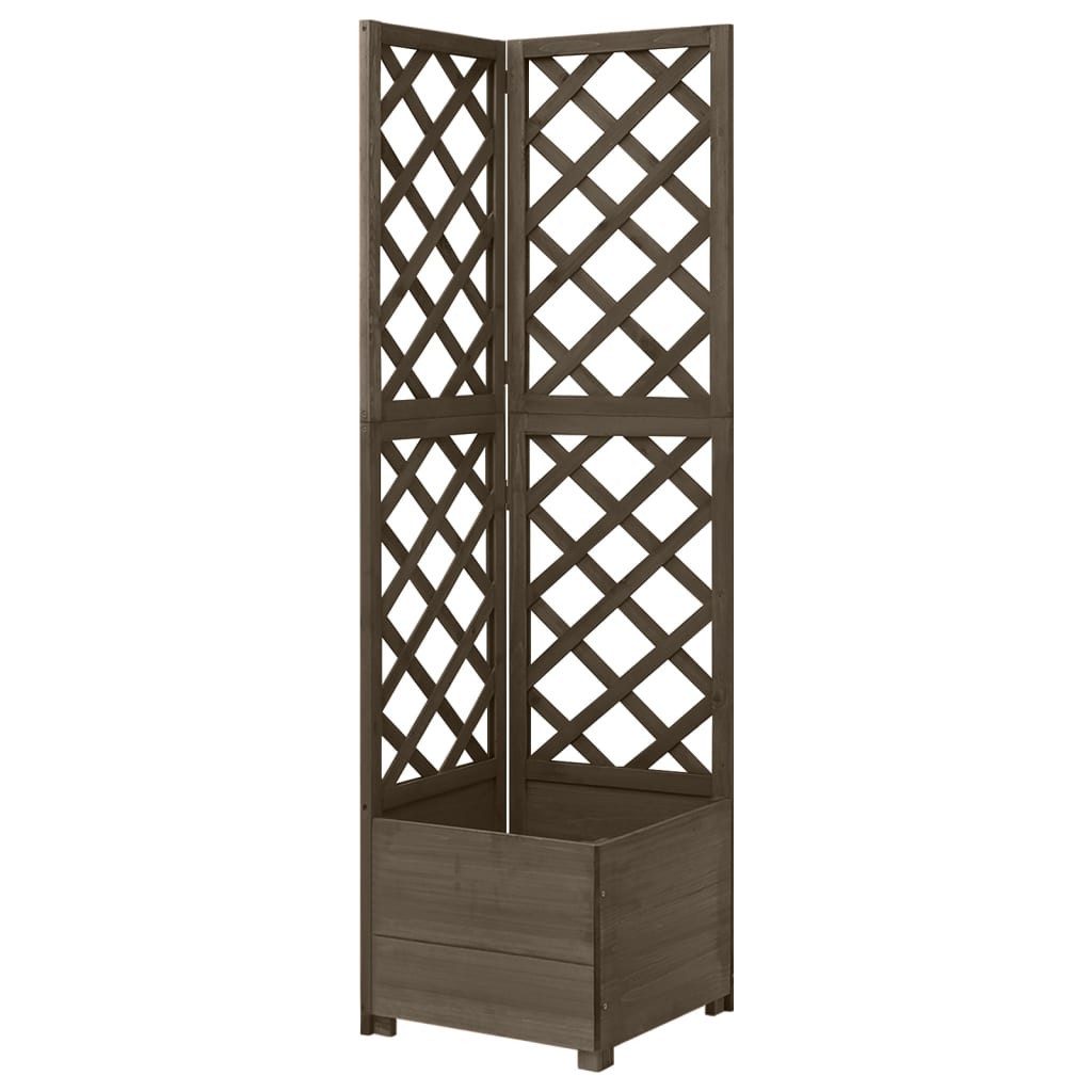 vidaXL Rankgitter NA Eck-Spalier mit Pflanzkasten Grau 40x40x150cm Massivholz Tanne Rank
