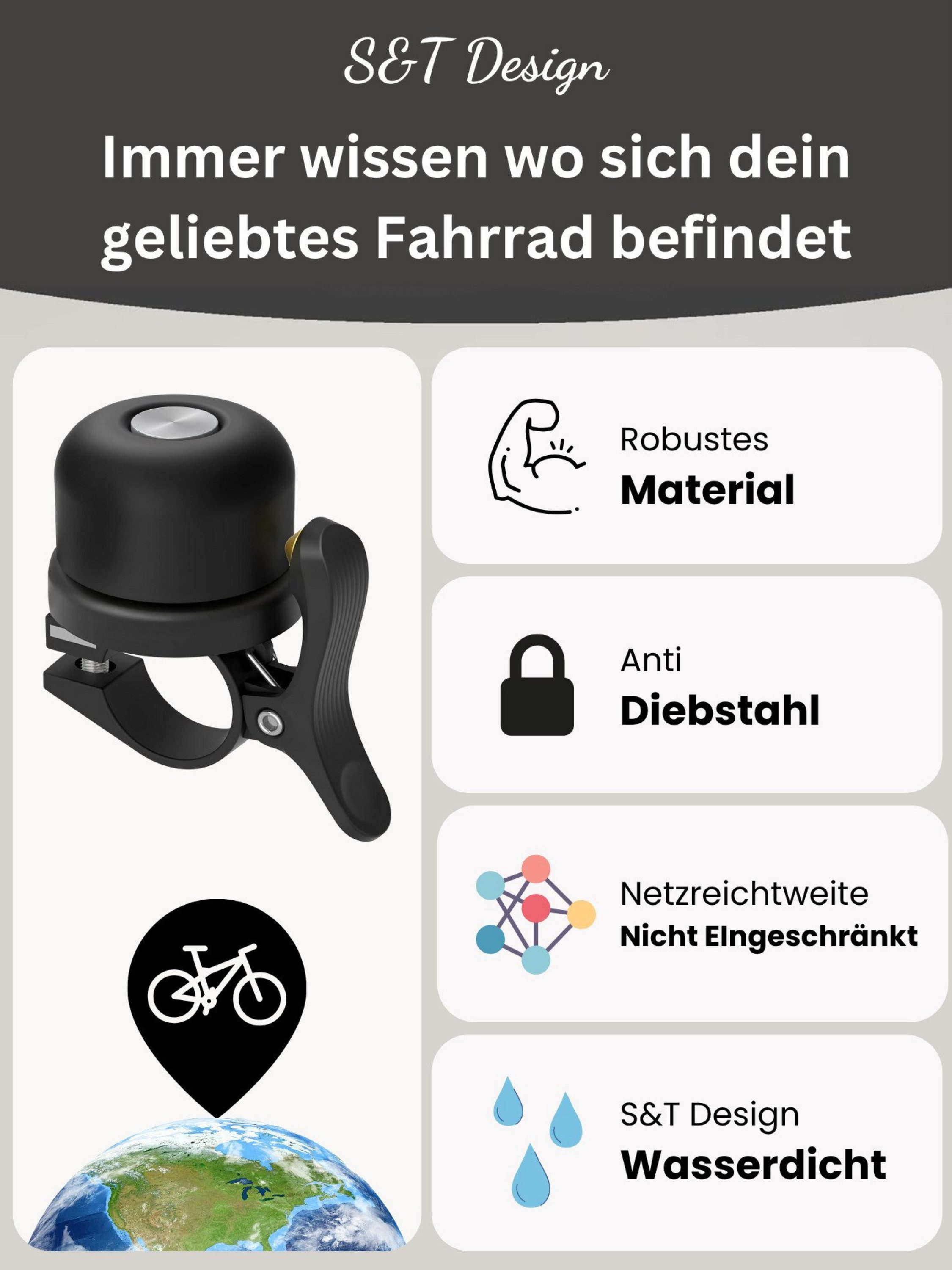 RUHE Fahrradklingel Fahrradklingel Für Apple AirTag und Android Tag versteck, (22mm ø, einfache Montage) AirTag Halterung In Klingel Versteckt, Fahrrad Diebstah – Bild 4 von 5
