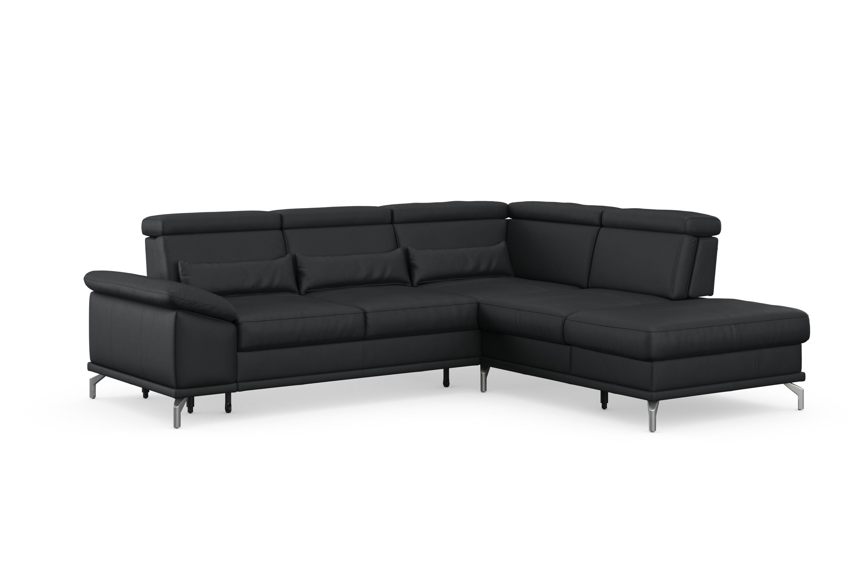 sit&more Ecksofa Cabrio L-Form, B: 274 cm, mit Sitztiefen-, Arm- & Kopfteilverstellung, 3 Nierenkissen, Federkern, optional Bettfunktion und Stauraum