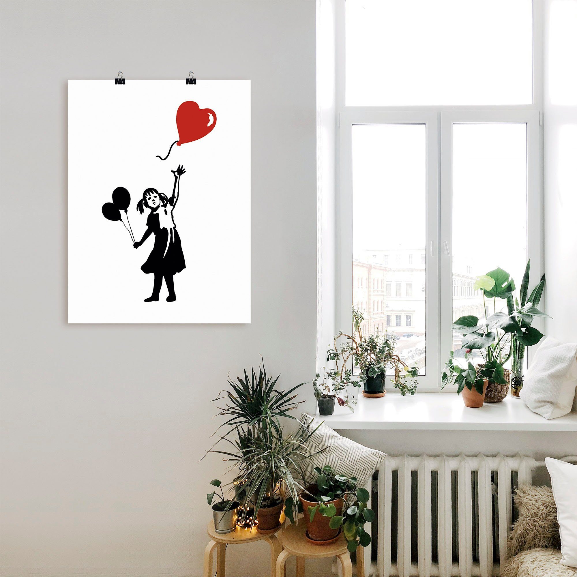 Artland Wandbild »Silhouette Mädchen Ballon Herz«, Bilder von Kindern (1 Stück), in vielen Größen & Produktarten - Alubild / Outdoorbild für den Außenbereich, Leinwandbild, Poster, Wandaufkleber / Wandtattoo auch für Badezimmer geeignet-kaufen