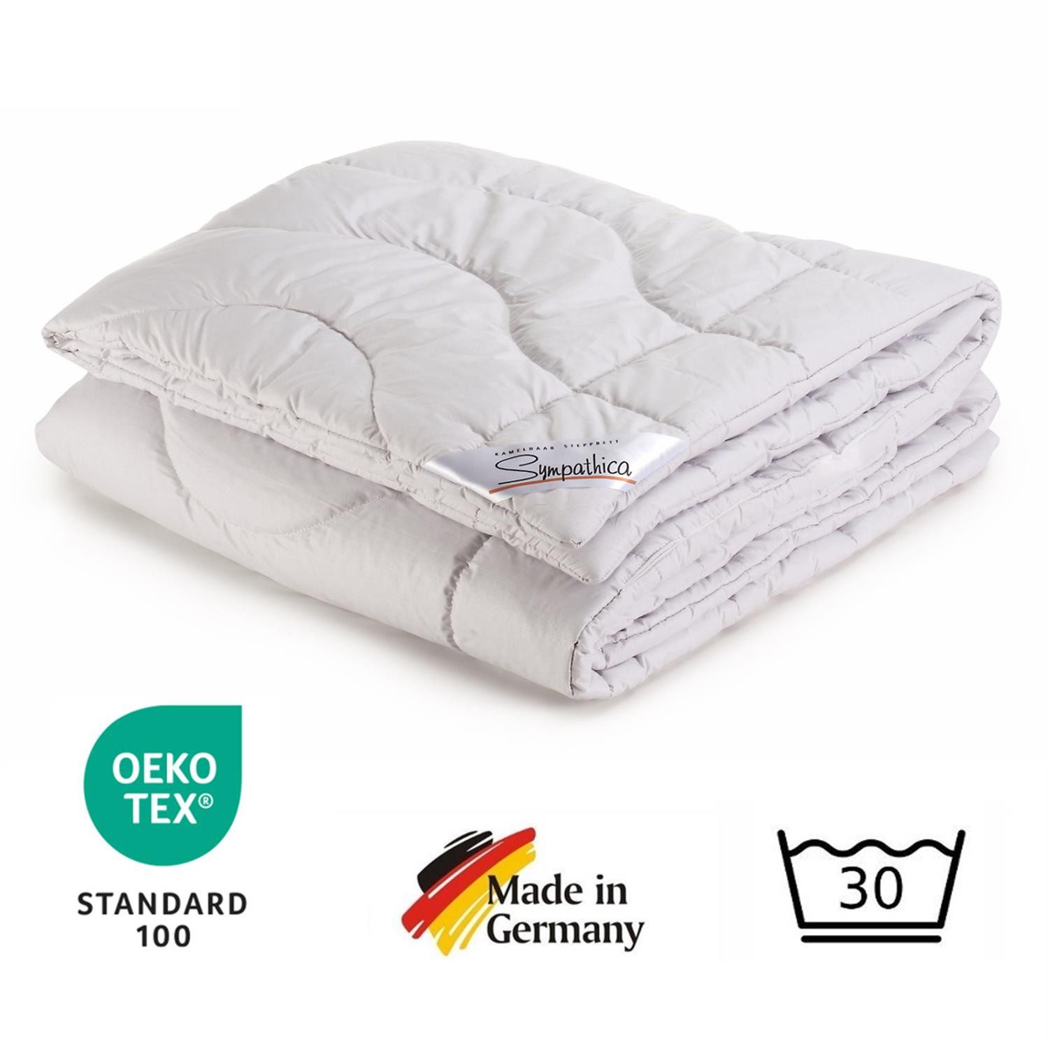 Sympathica Naturhaarbettdecke Kamelhaar Bettdecke 100% Kamelhaar Kamelhaardecke Duo warm 200x200 30°, Füllung: 100% Kamelhaar, Bezug: 100% Baumwolle, veredelt mit Aloe Vera